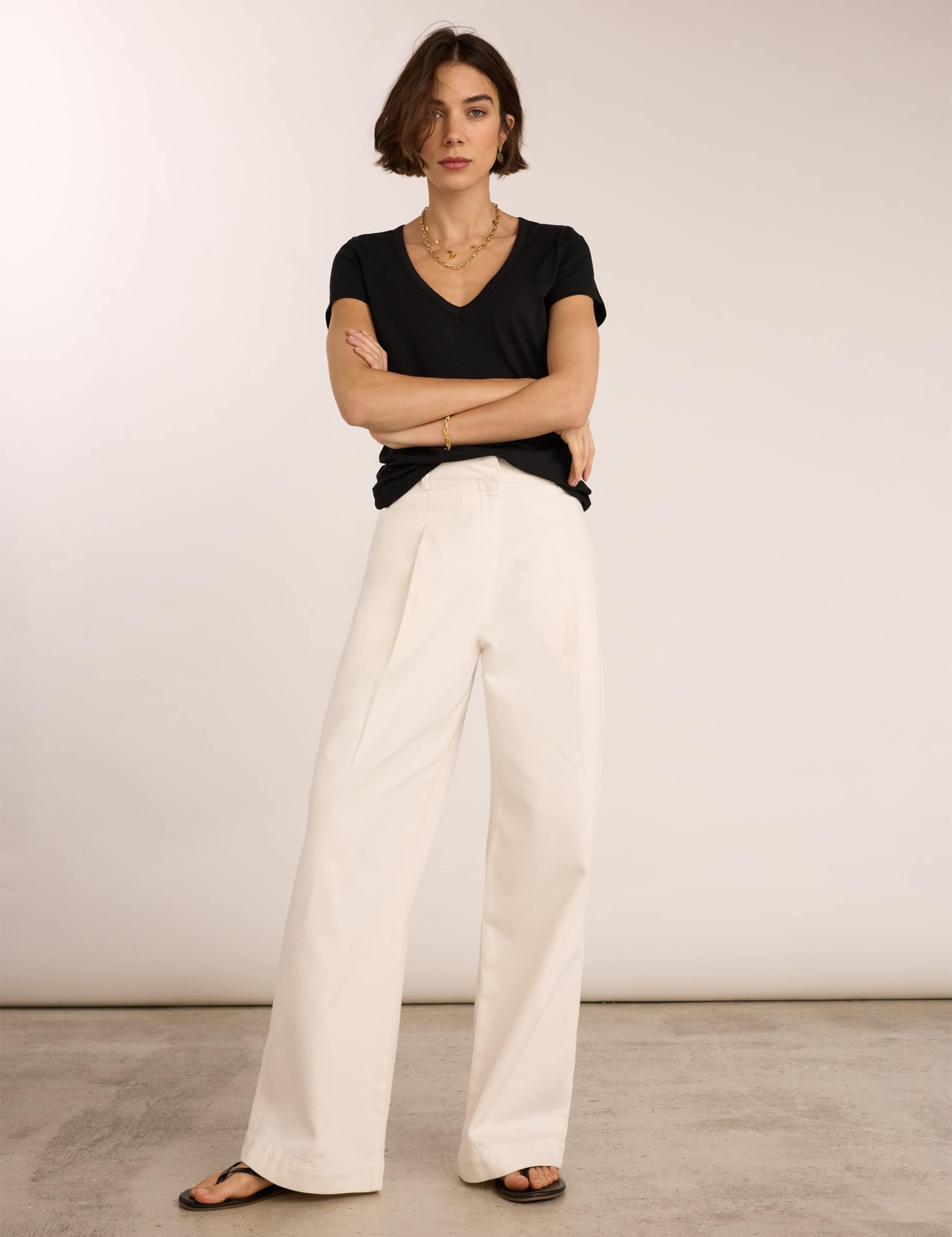 Pure Cotton Wide Leg Trousers