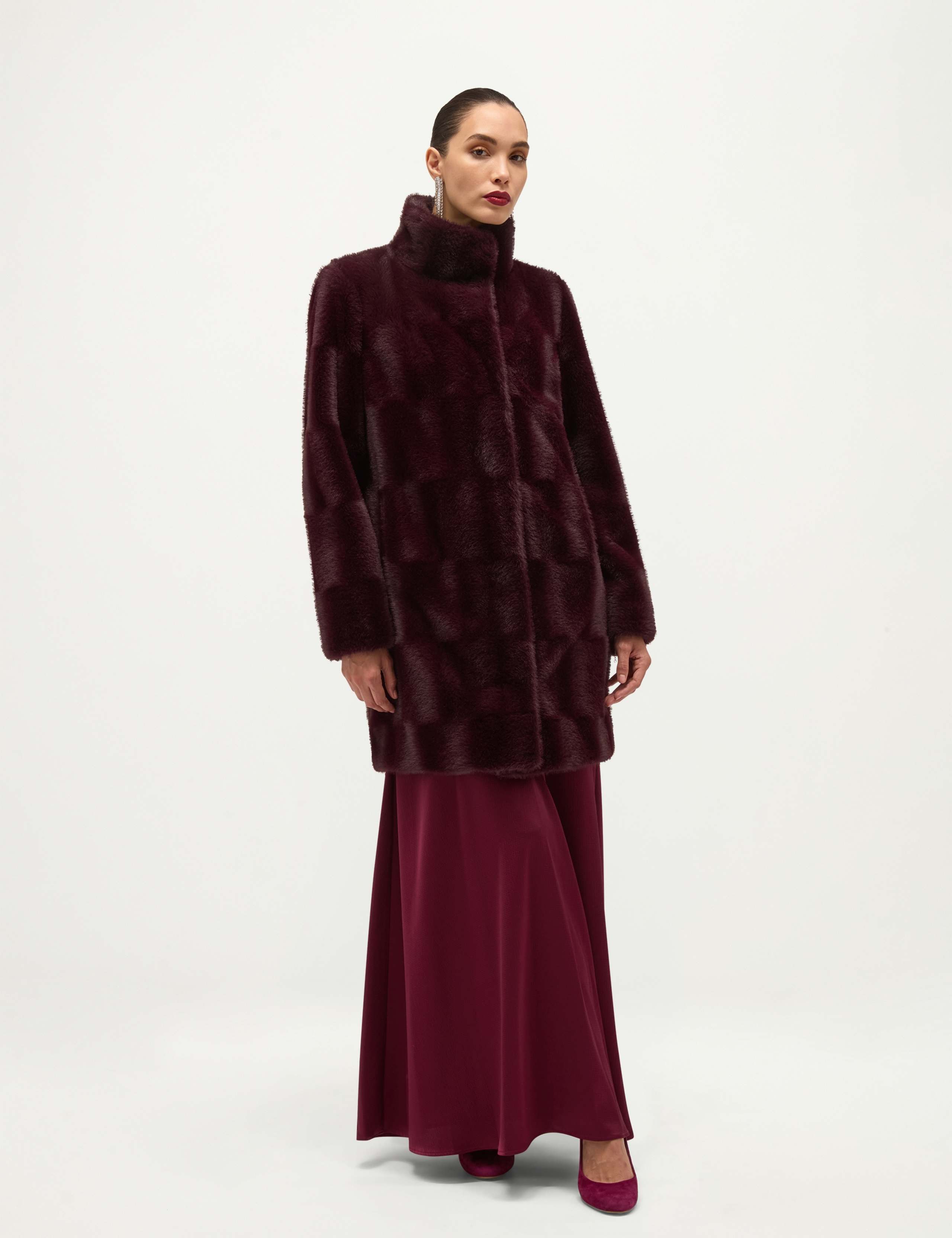 Faux Fur High Neck Coat