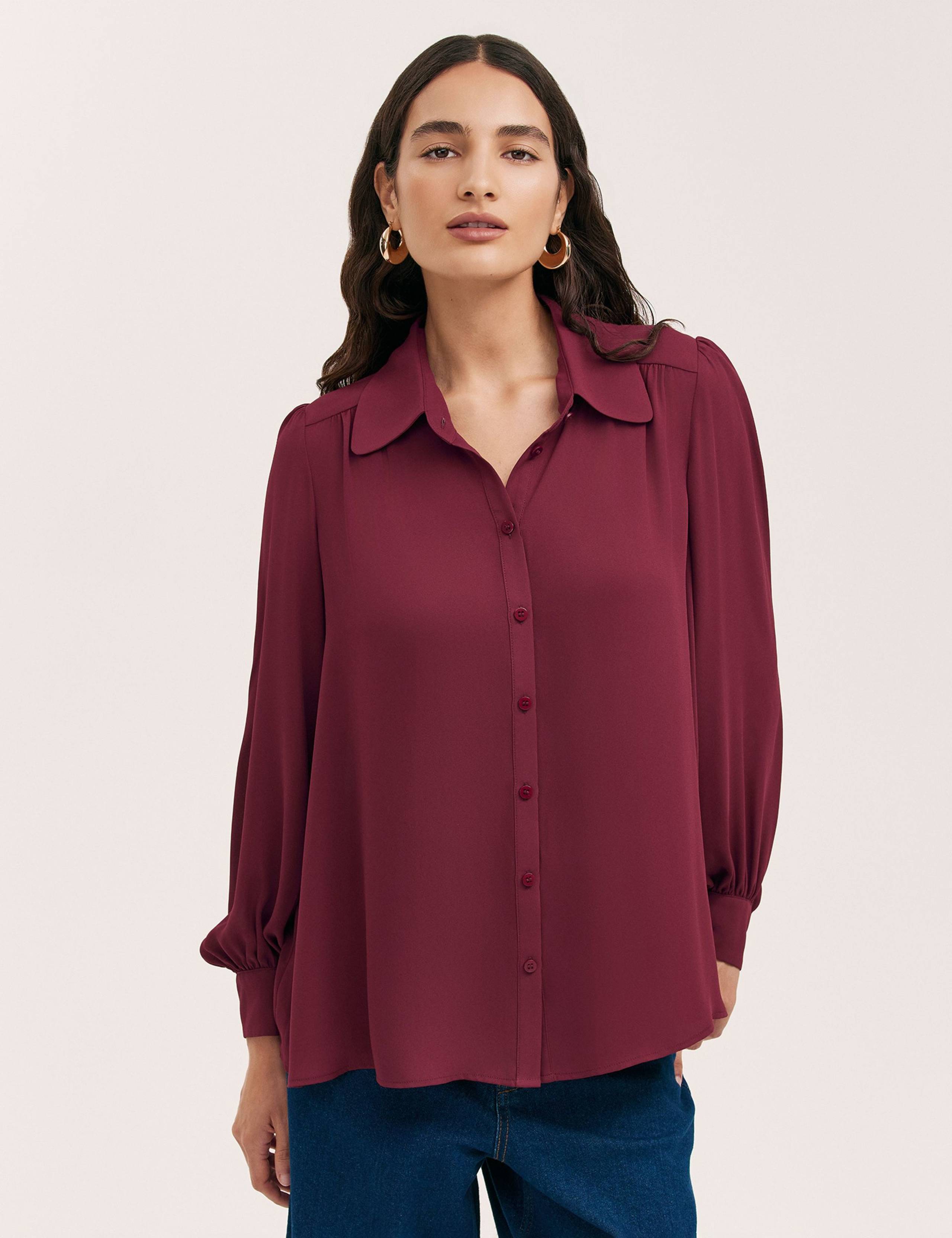 Chiffon Collared Button Through Blouse