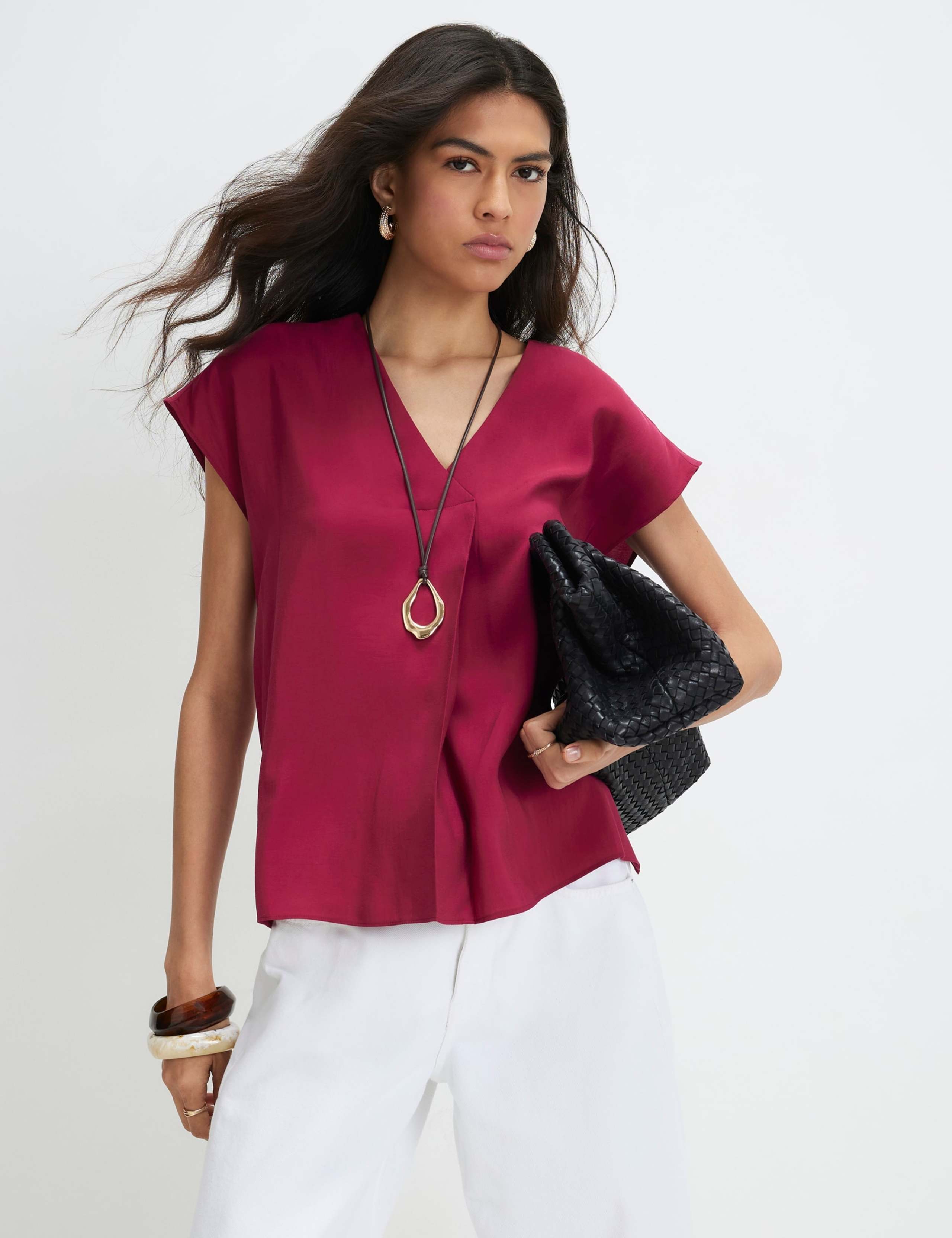 Cupro V-Neck Top