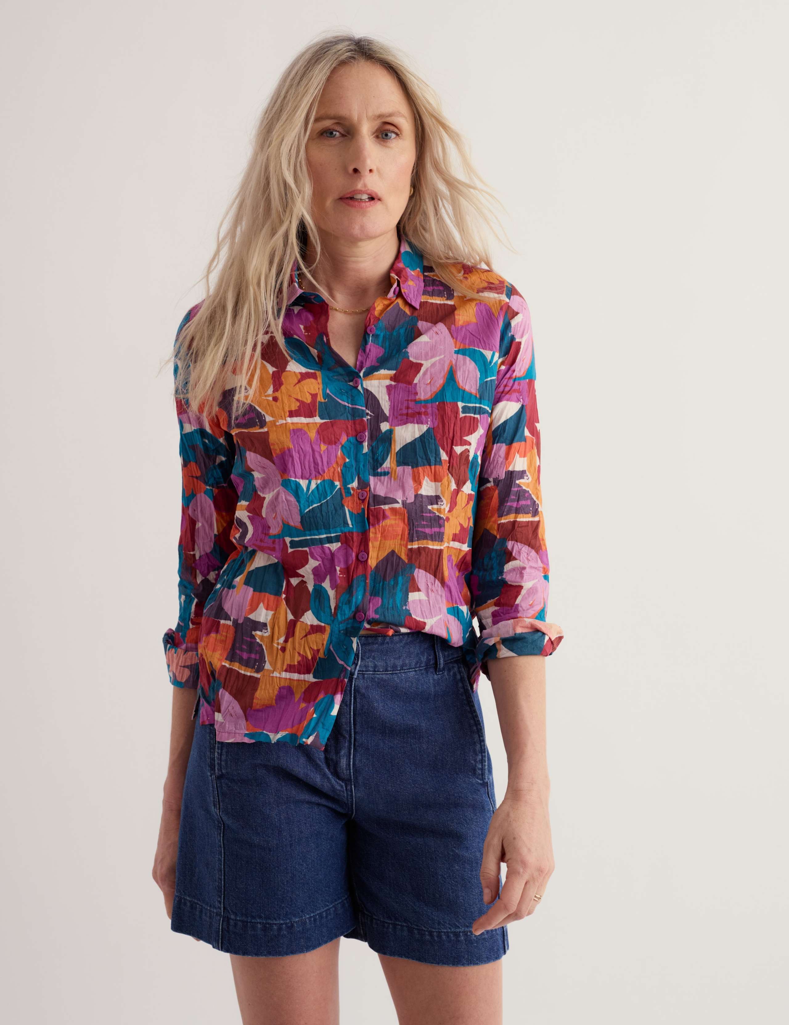 Pure Cotton Floral Collared Shirt