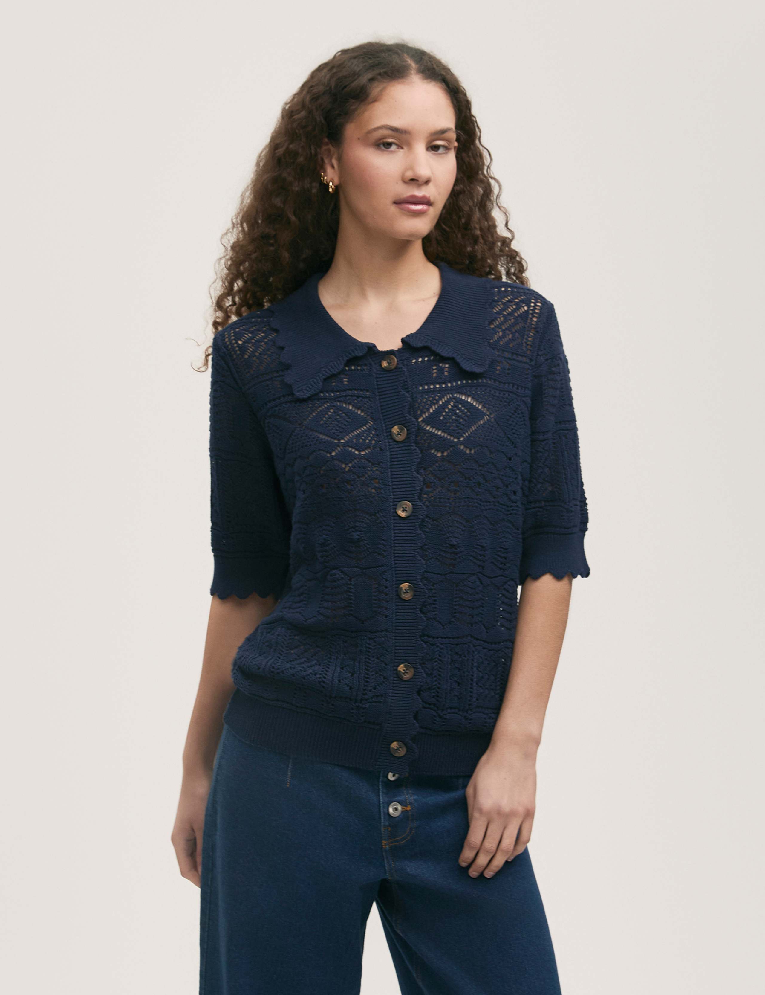 Pure Cotton Knitted Short Sleeve Cardigan