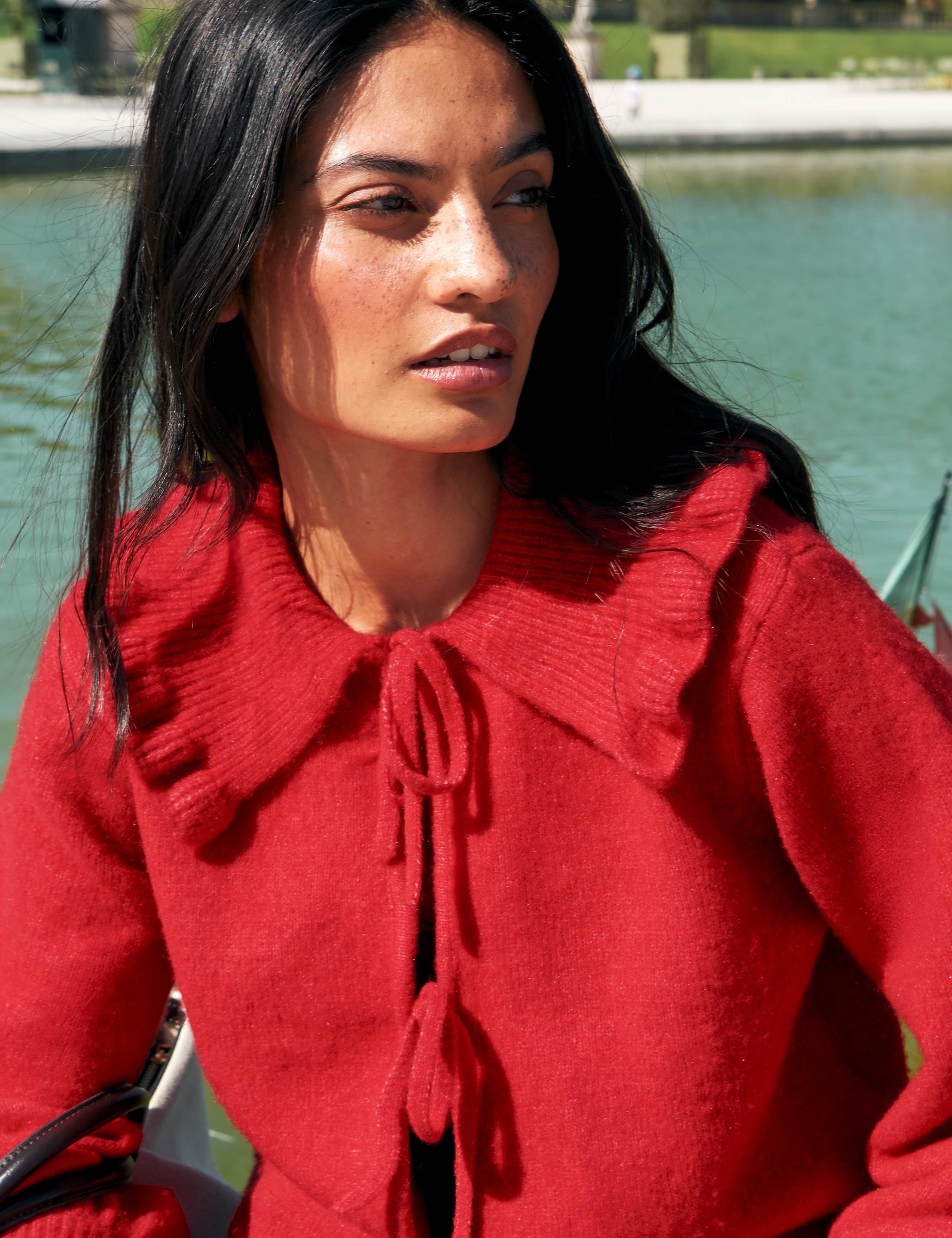 Wool Blend Collared Cardigan