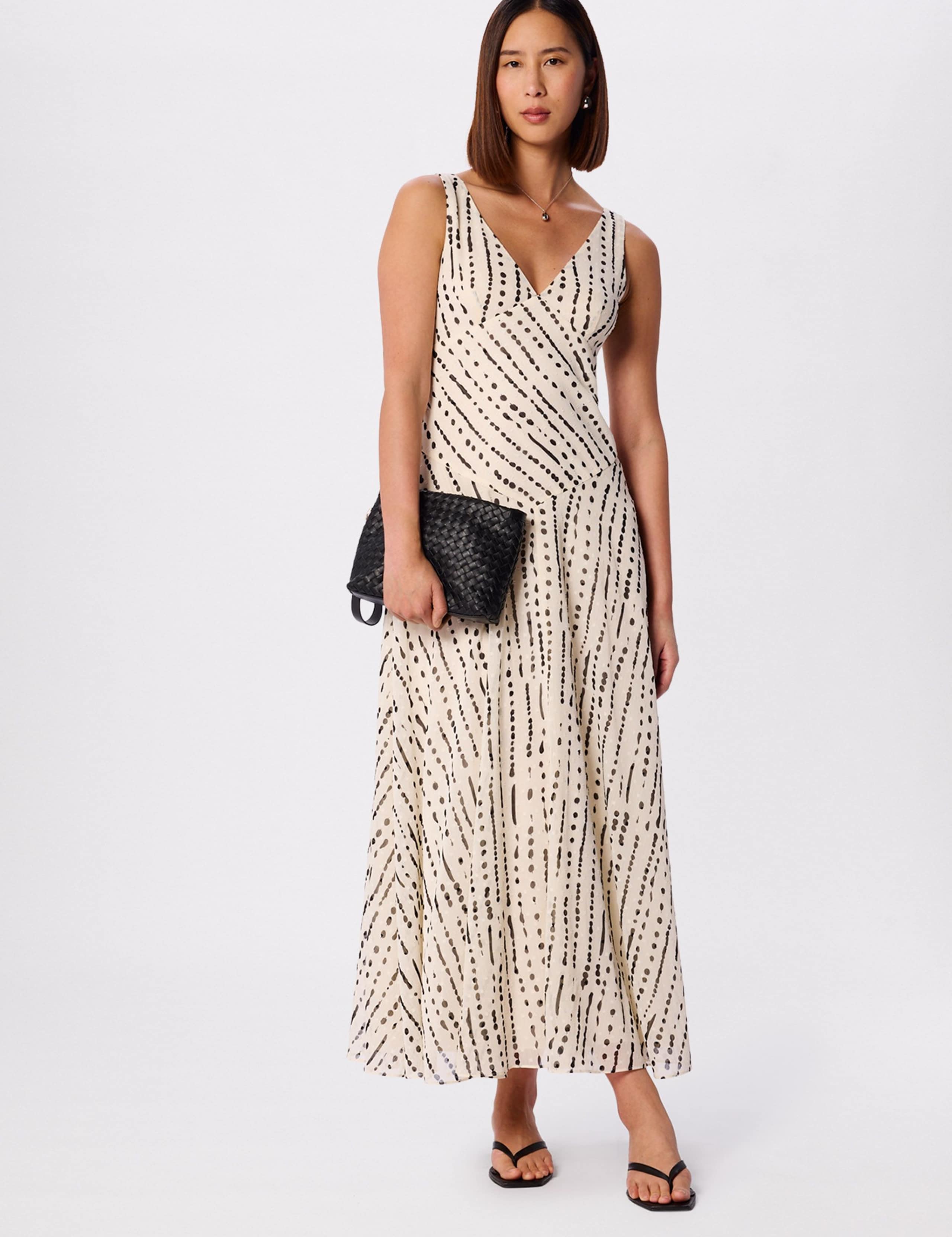 Printed V-Neck Maxi Skater Dress