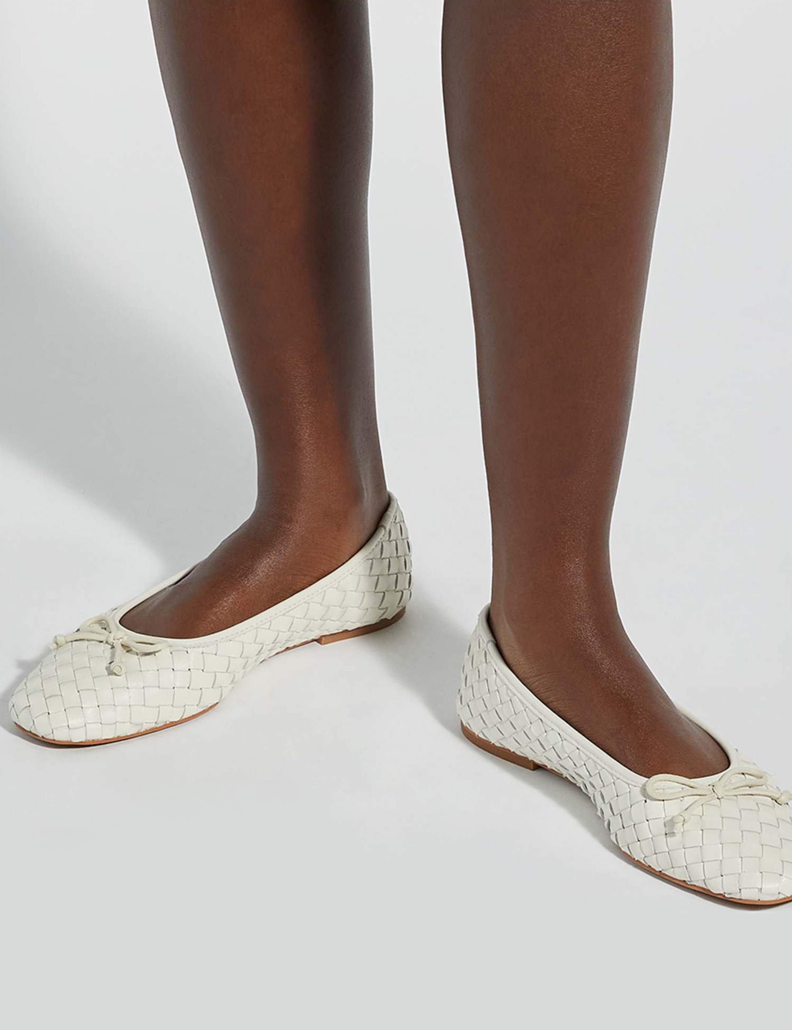 Leather Woven Ballet Pumps
