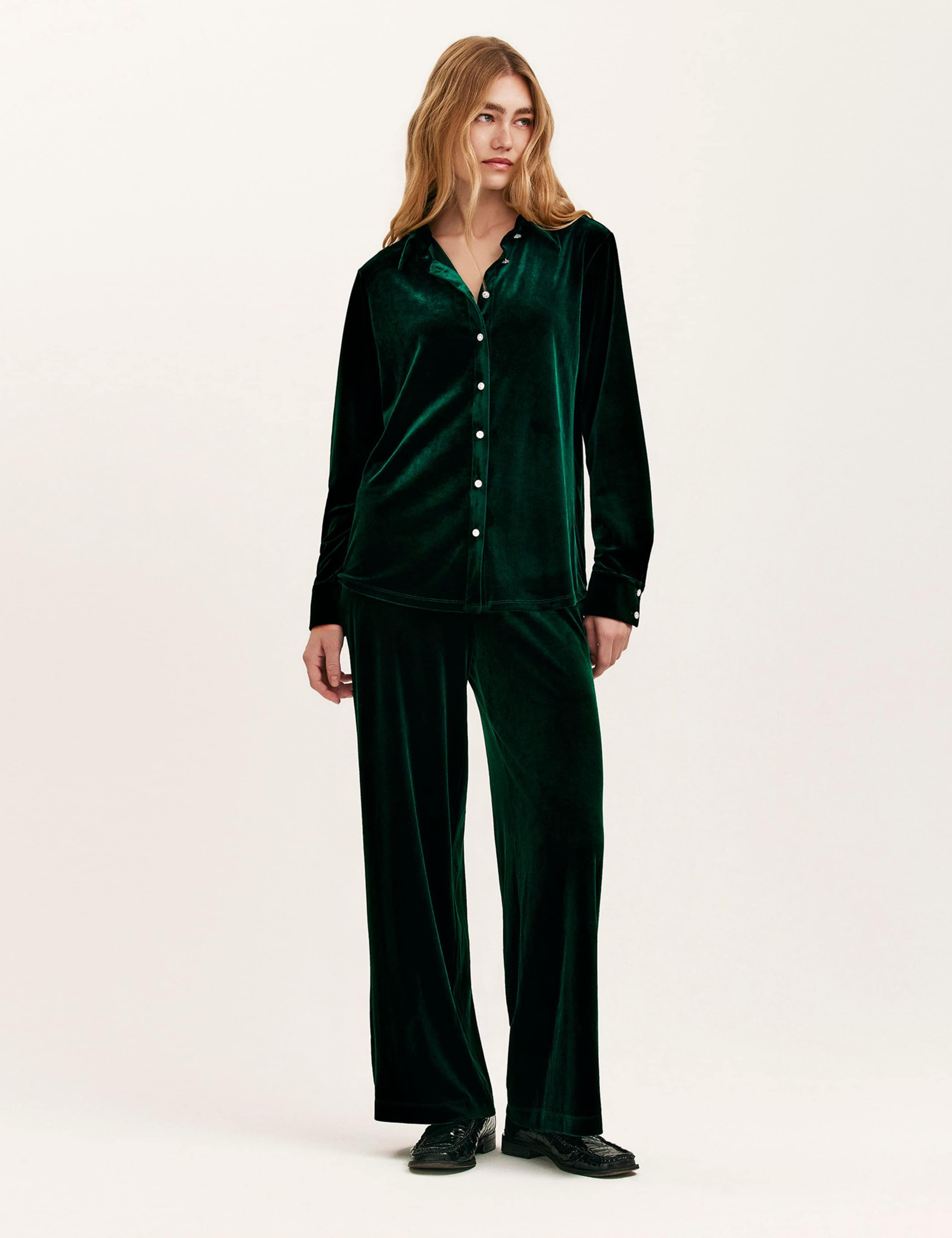 Velvet Wide Leg Trousers