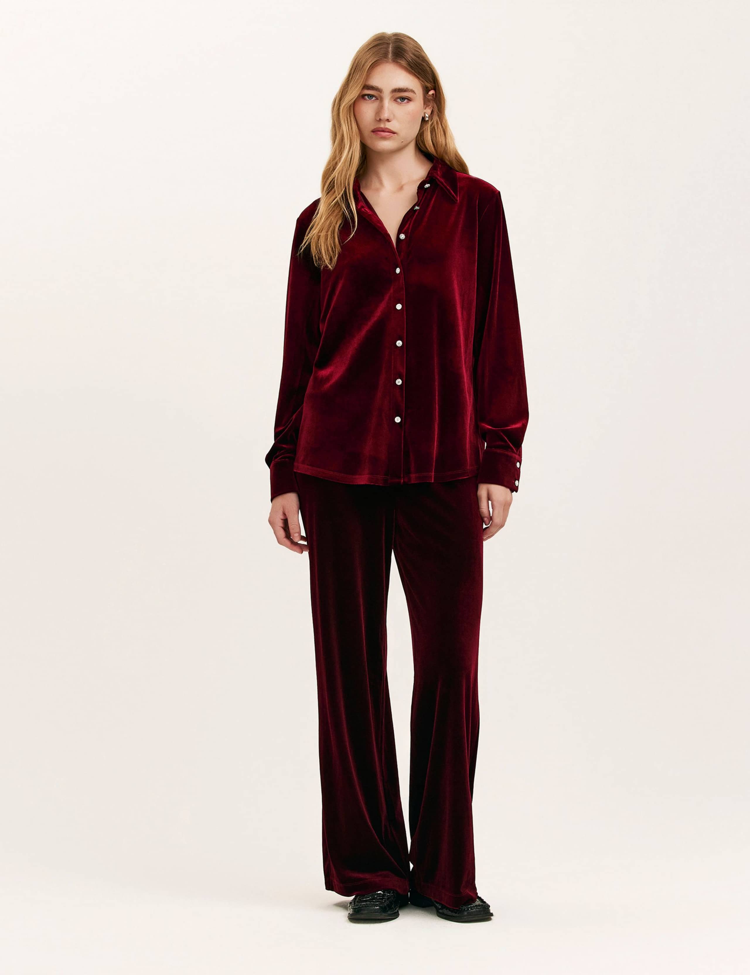 Velvet Wide Leg Trousers