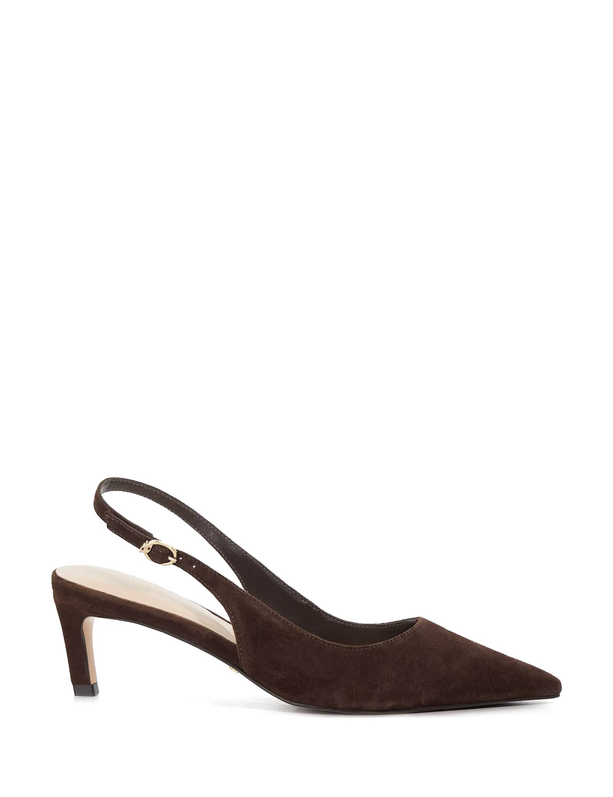 Suede Kitten Heel Slingback Shoes