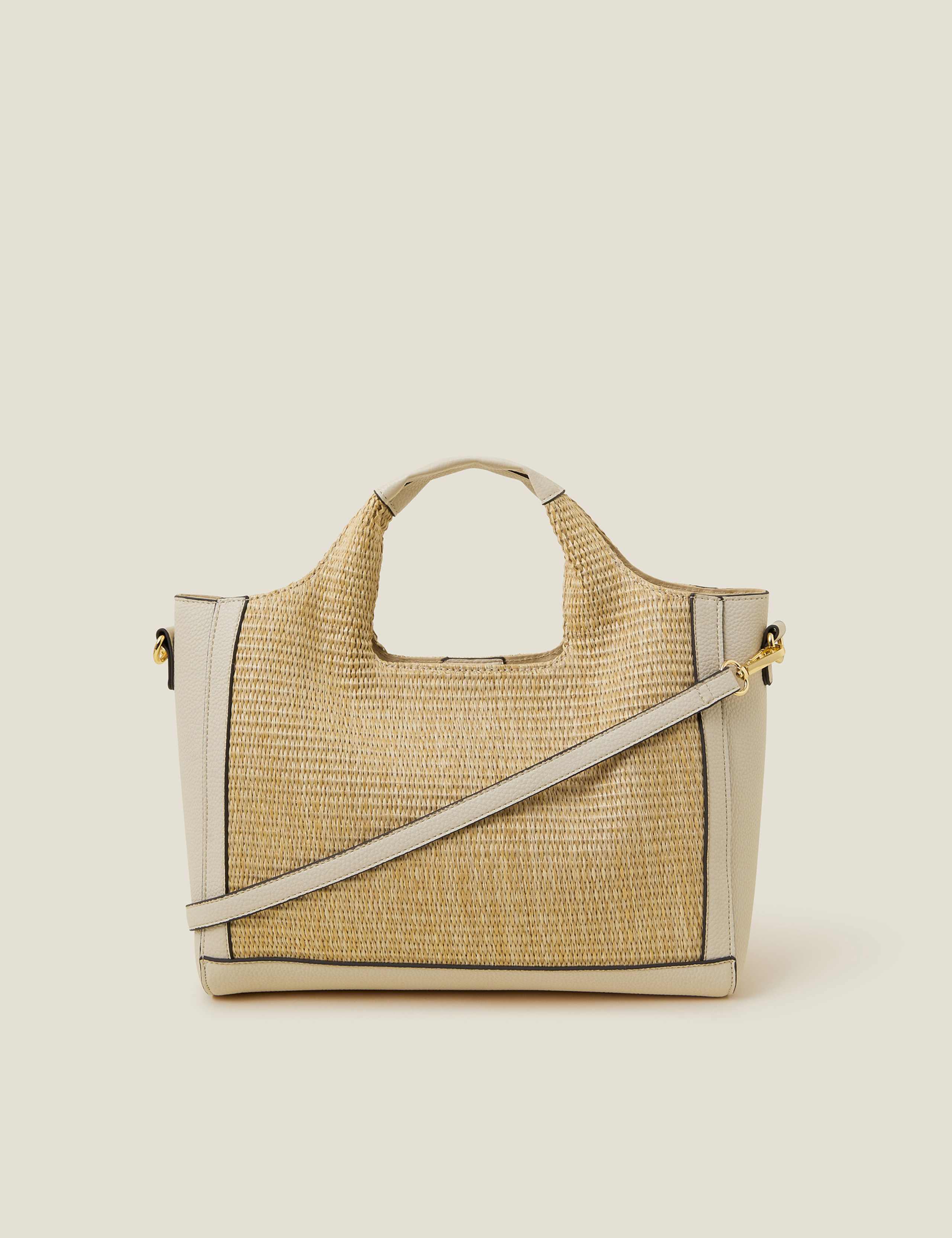 Faux Leather Woven Colour Block Grab Bag