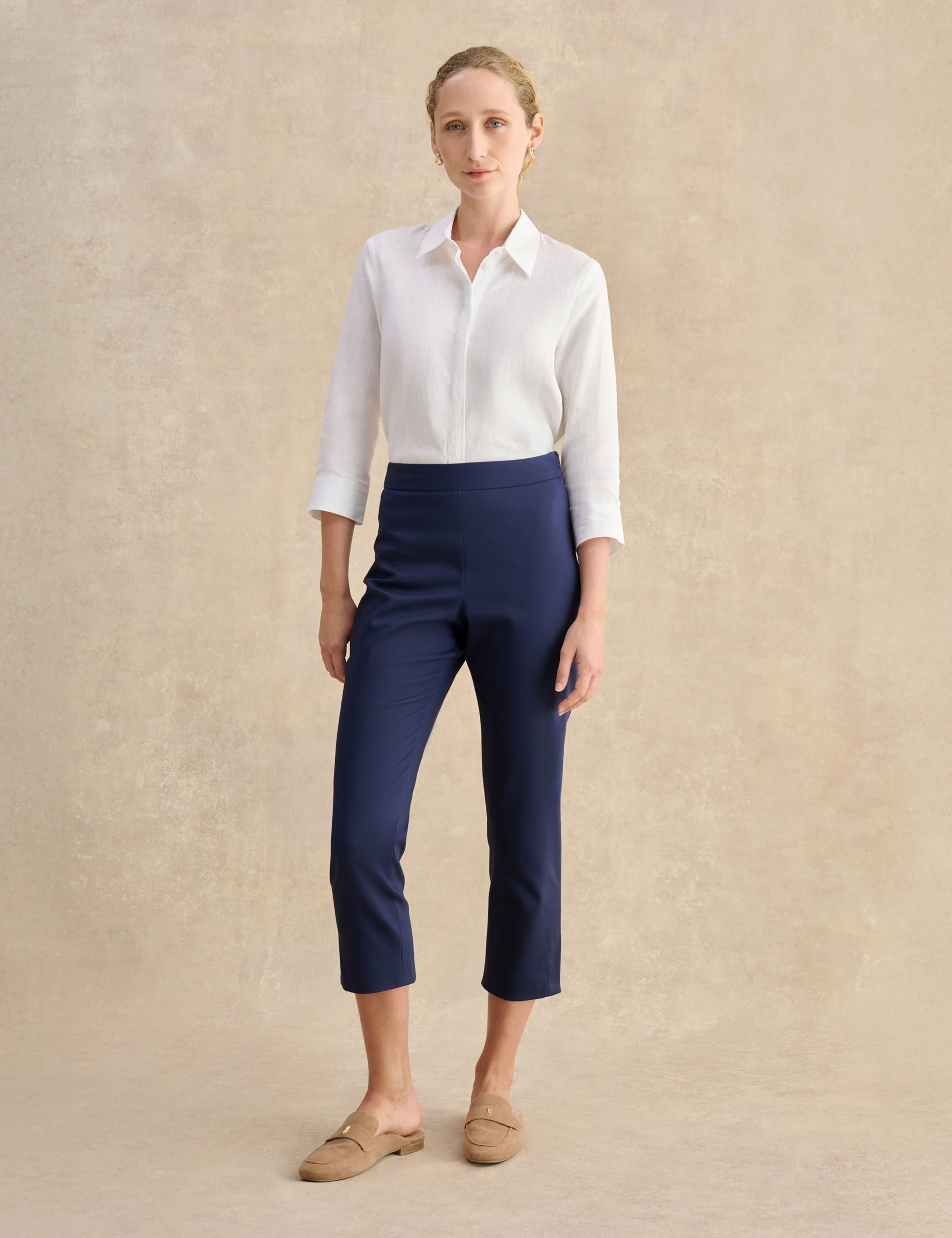 Cotton Rich Tapered Cropped Trousers