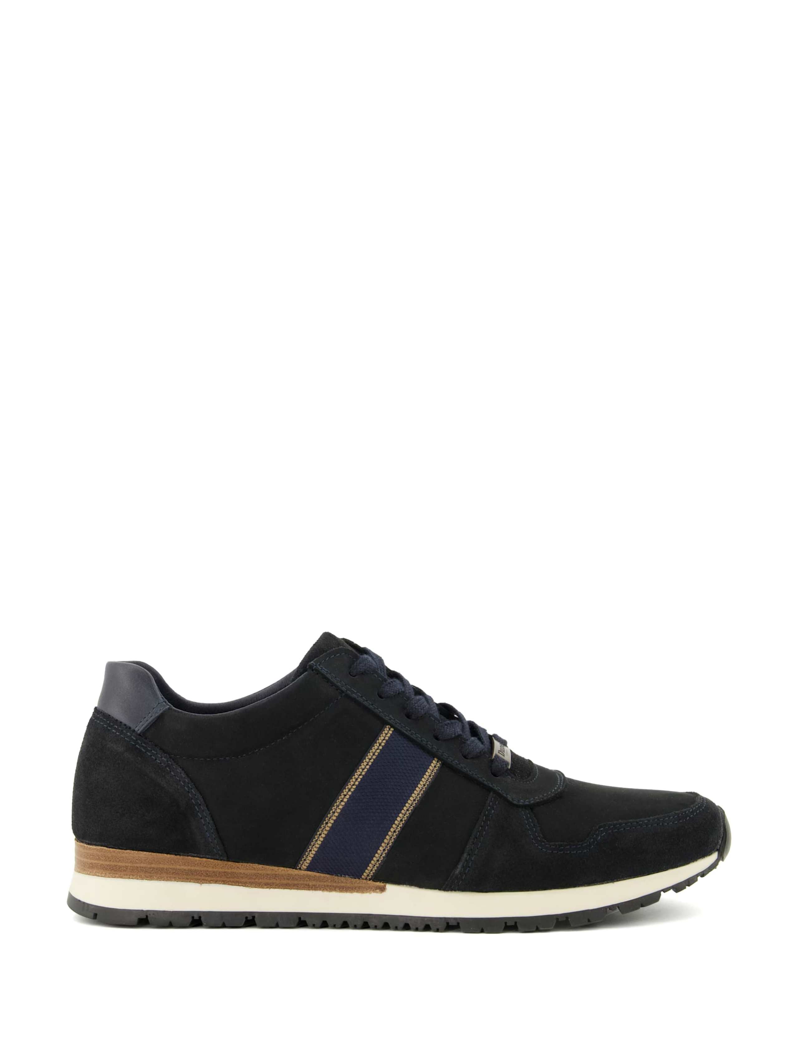 Leather Lace Up Stripe Trainers