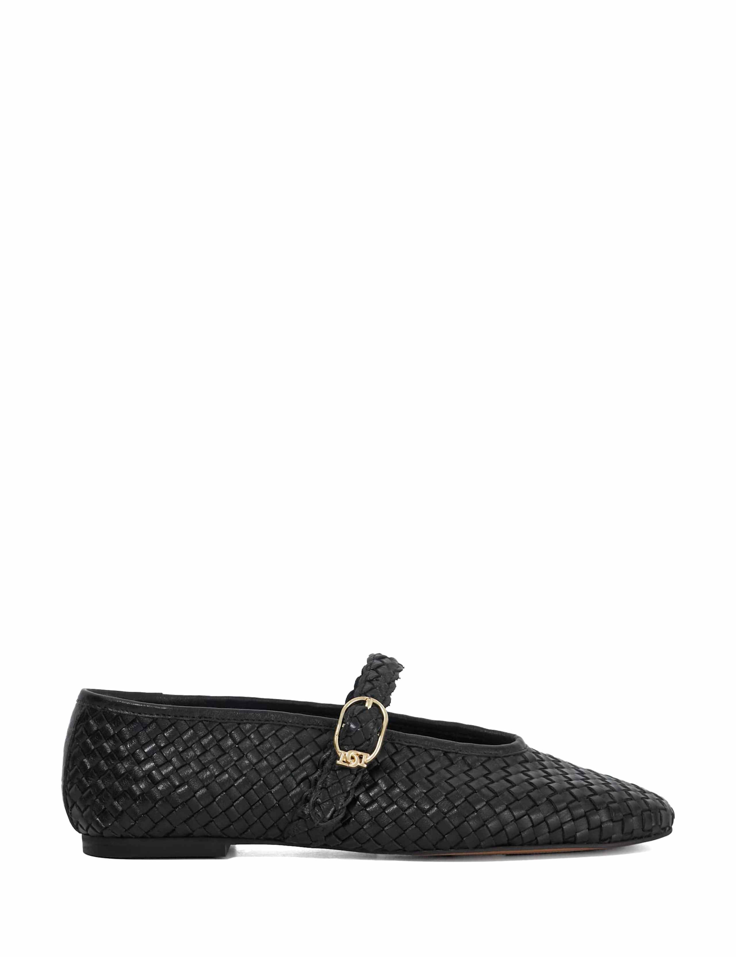 Leather Woven Buckle Mary Jane Ballet Pump