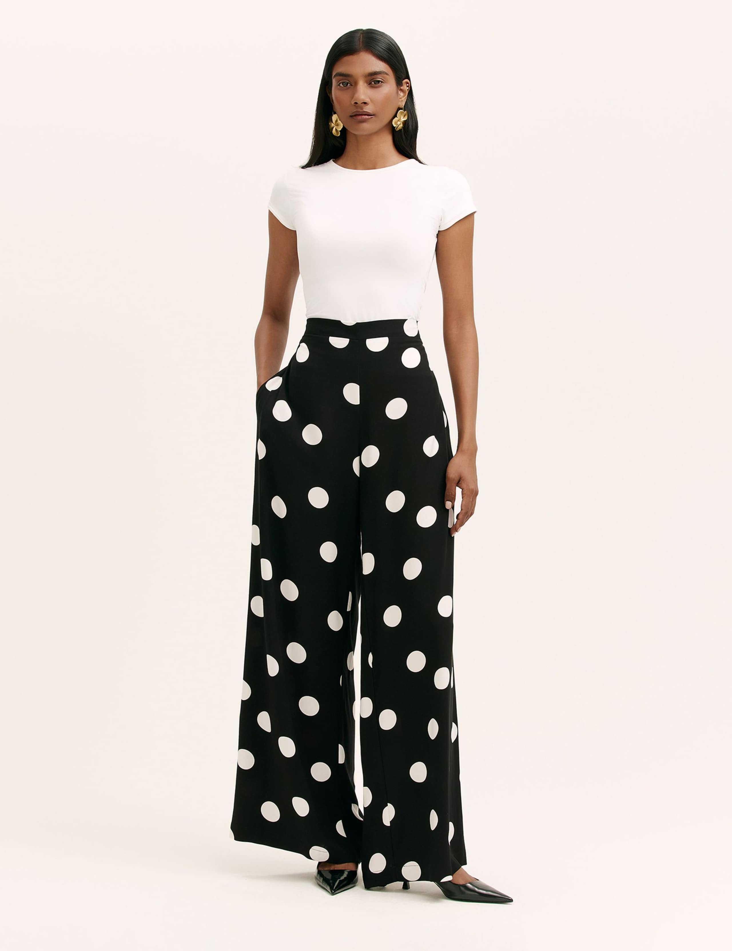 Polka Dot Wide Leg Palazzo Trousers