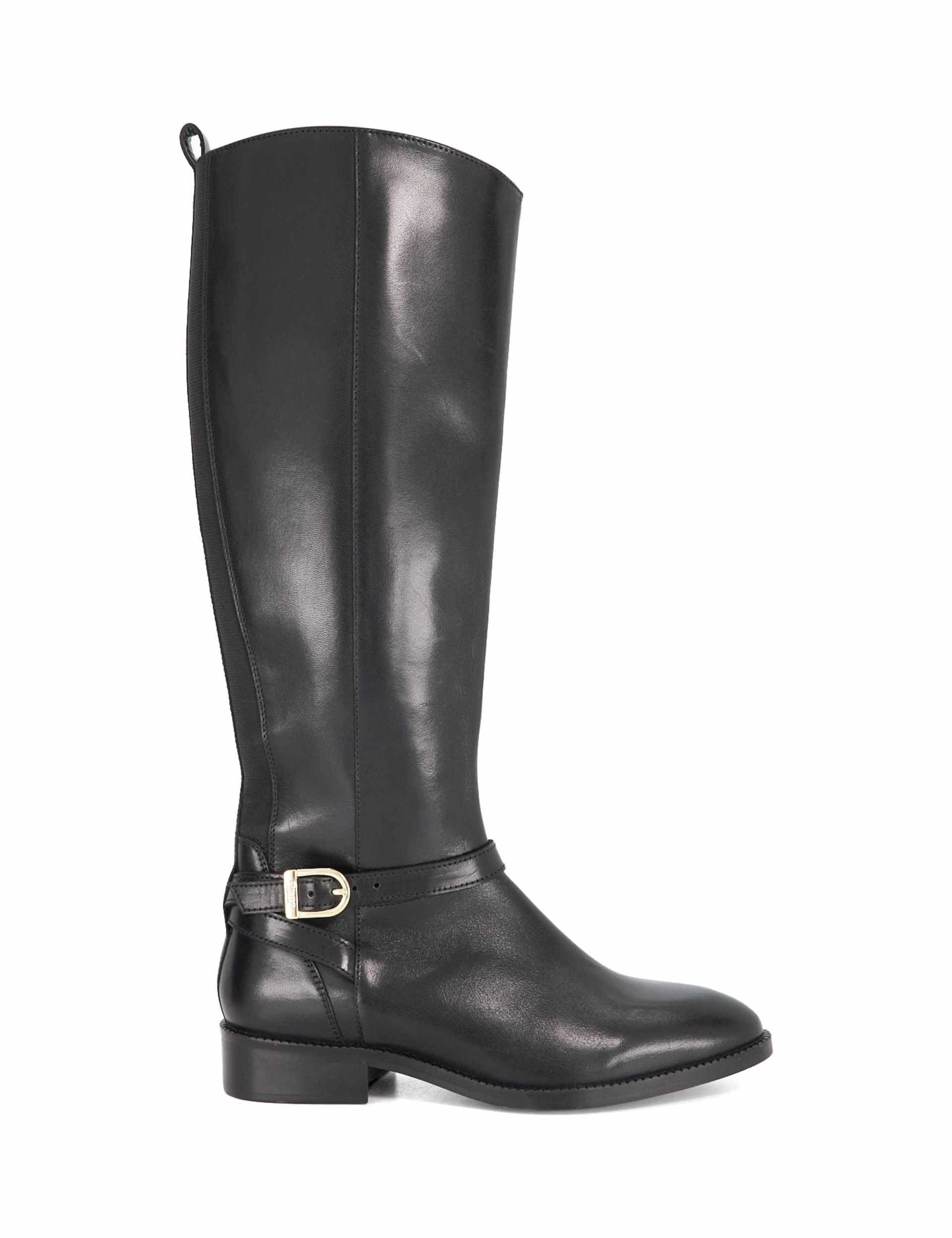 Leather Buckle Knee High Riding Boots