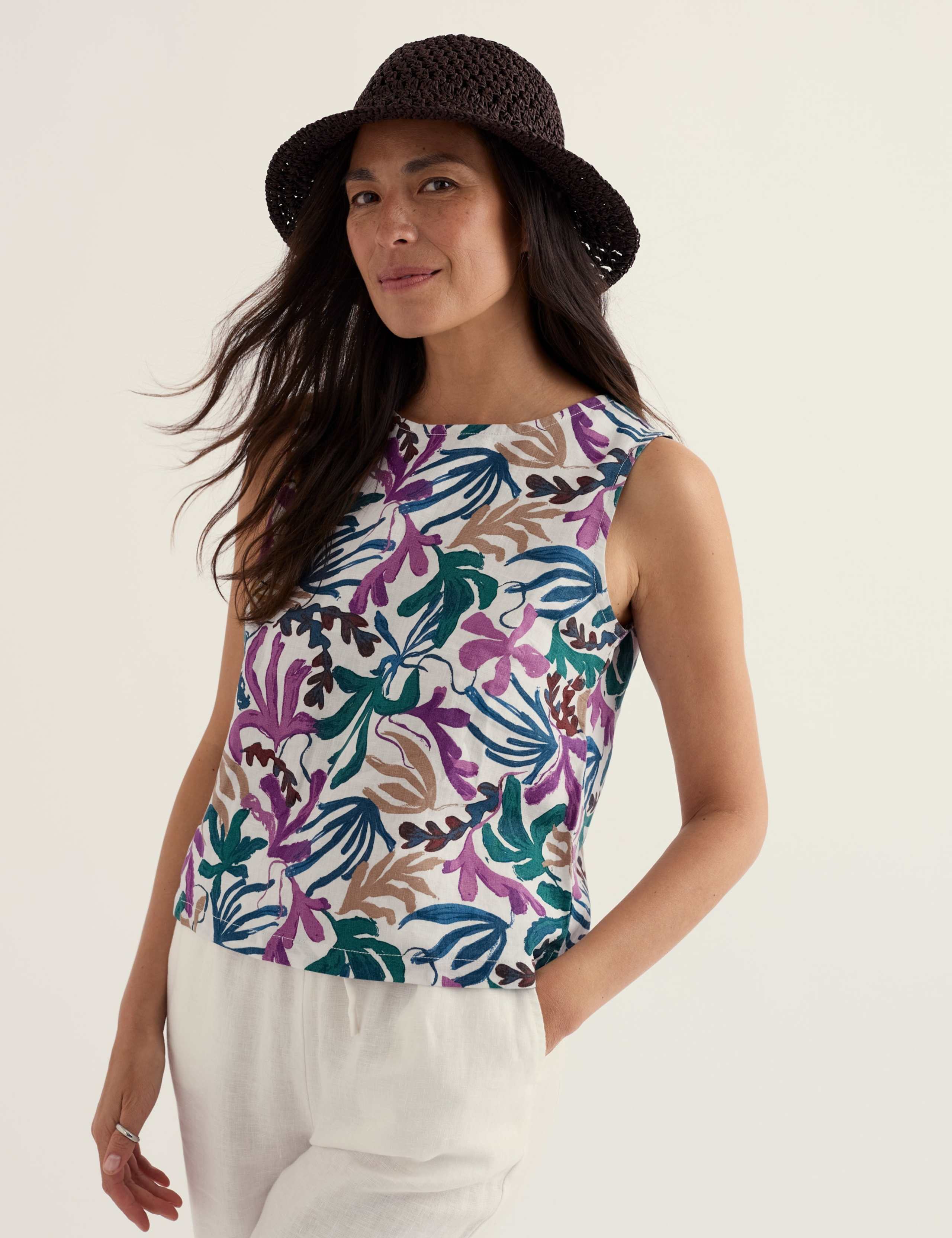 Pure Linen Printed Top