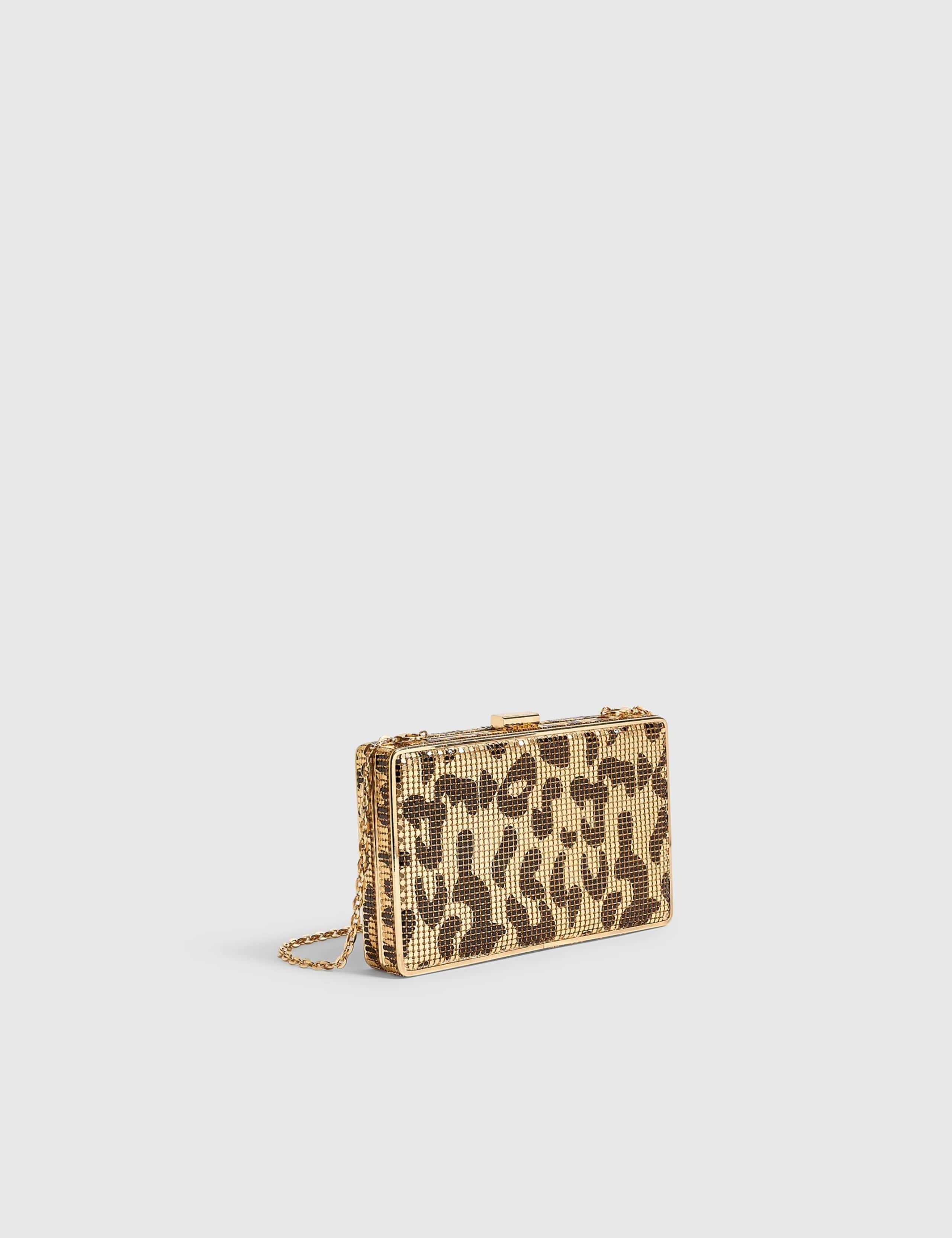 Chainmail Leopard Print Hard Clutch Bag