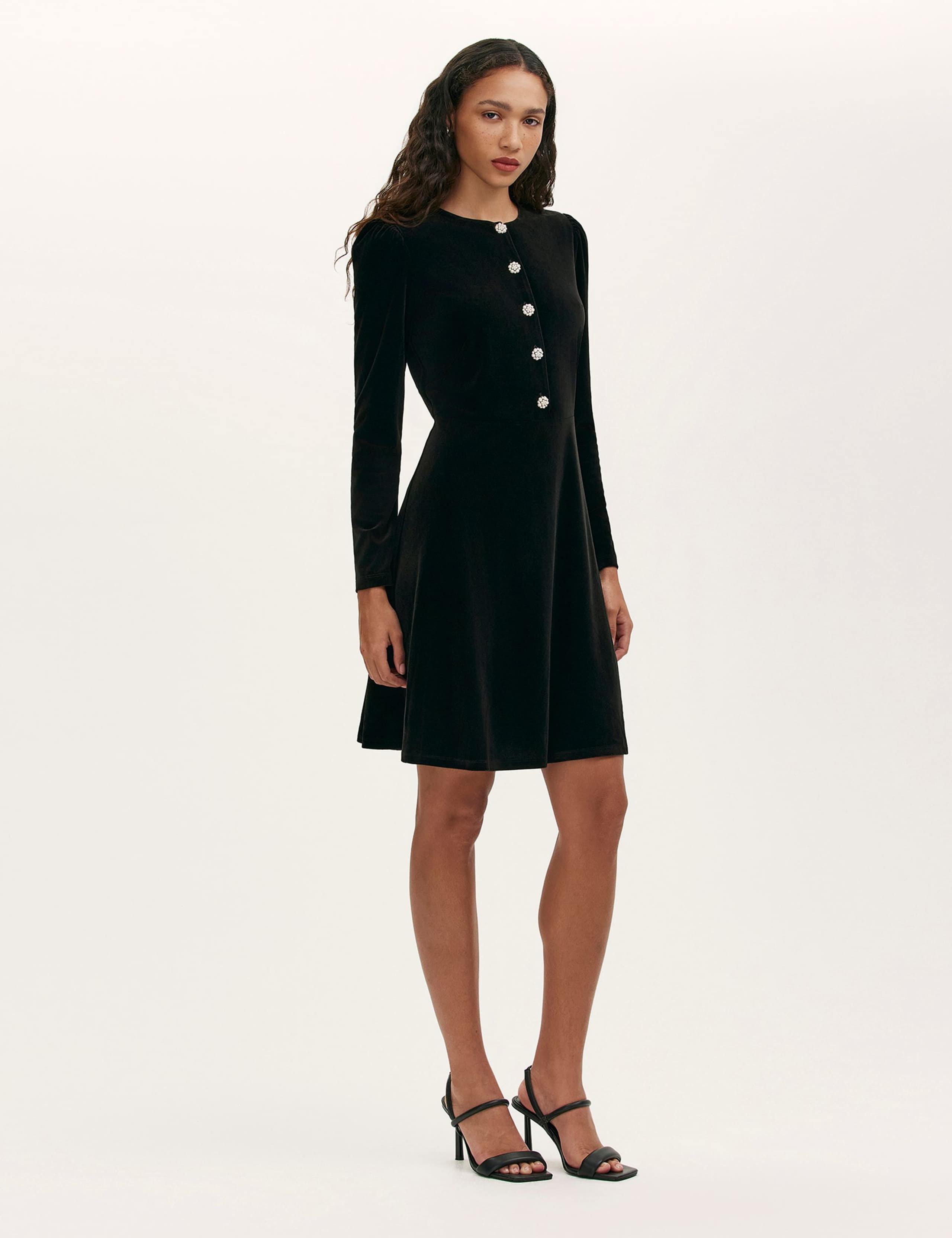 Velvet Round Neck Mini Skater Dress