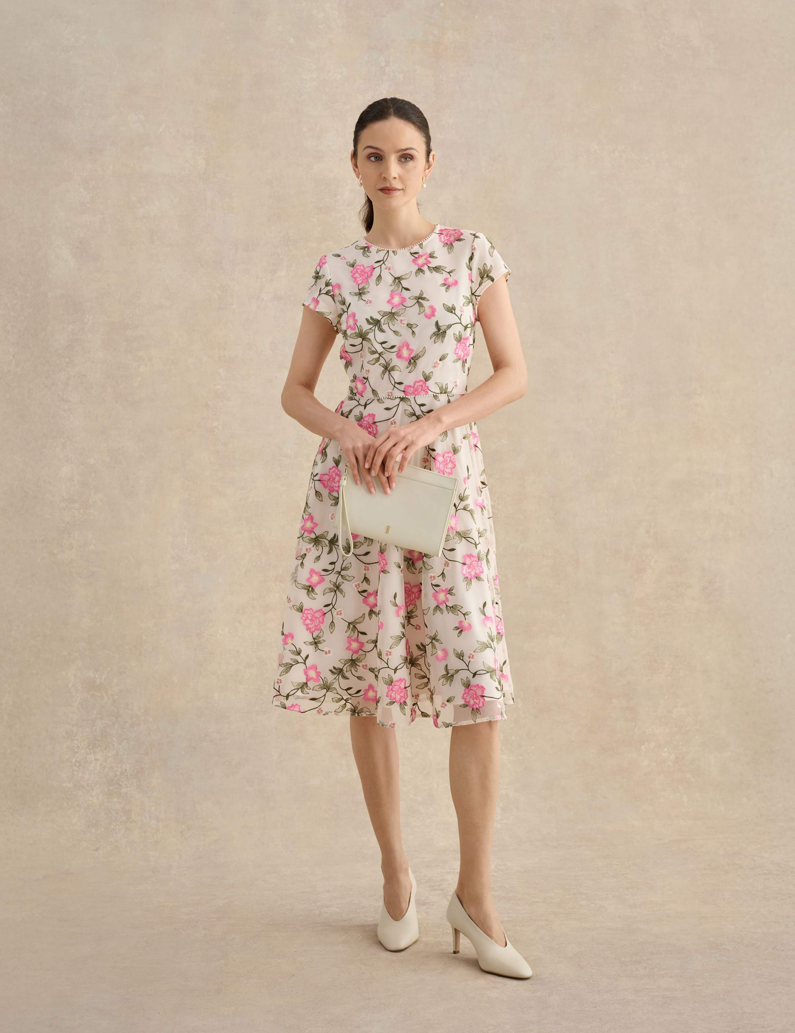 Floral Knee Length Skater Dress