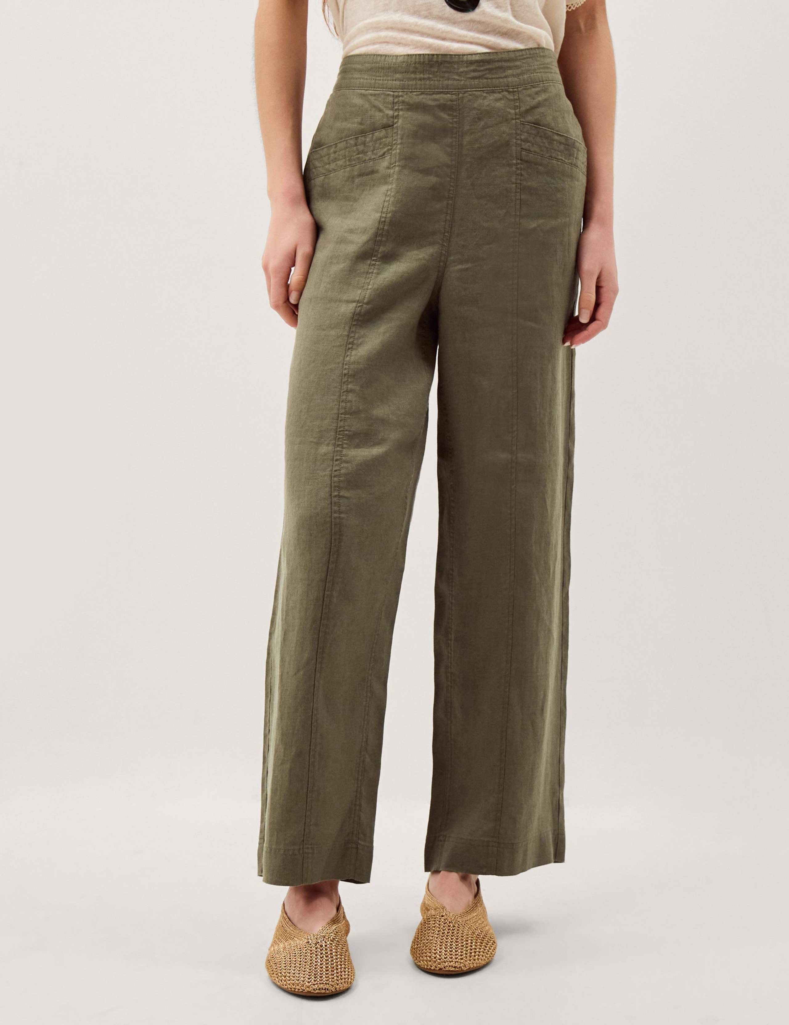 Pure Linen Straight Leg Trousers