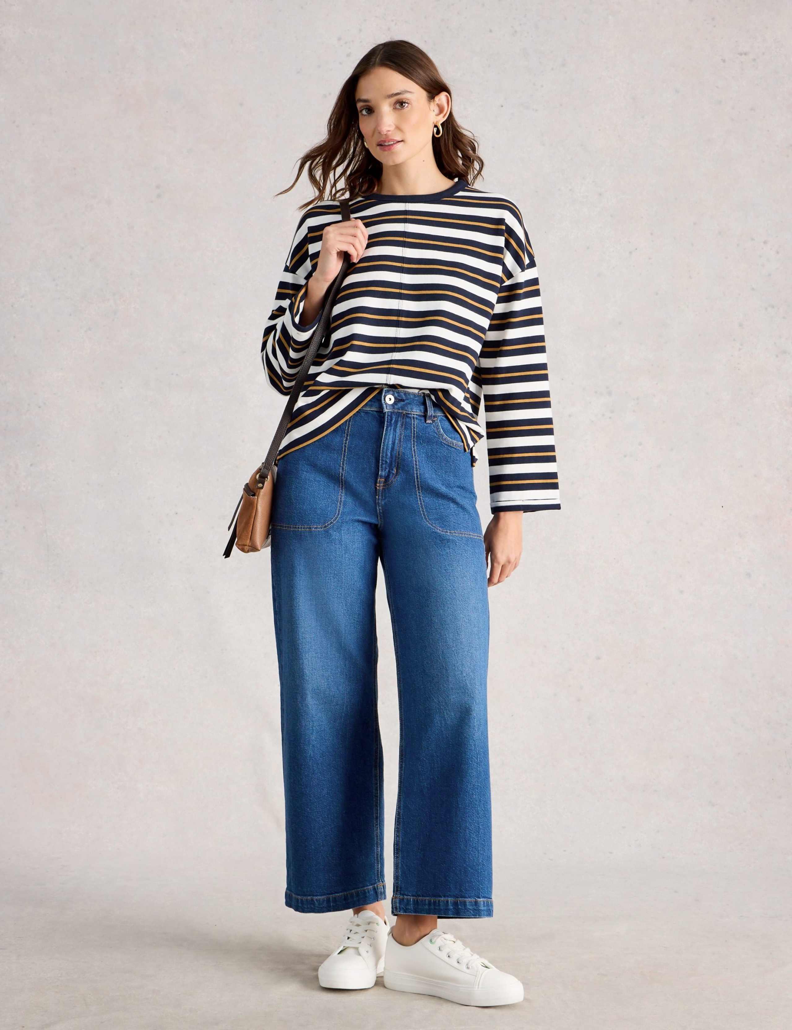 Pure Cotton Striped Crew Neck Top