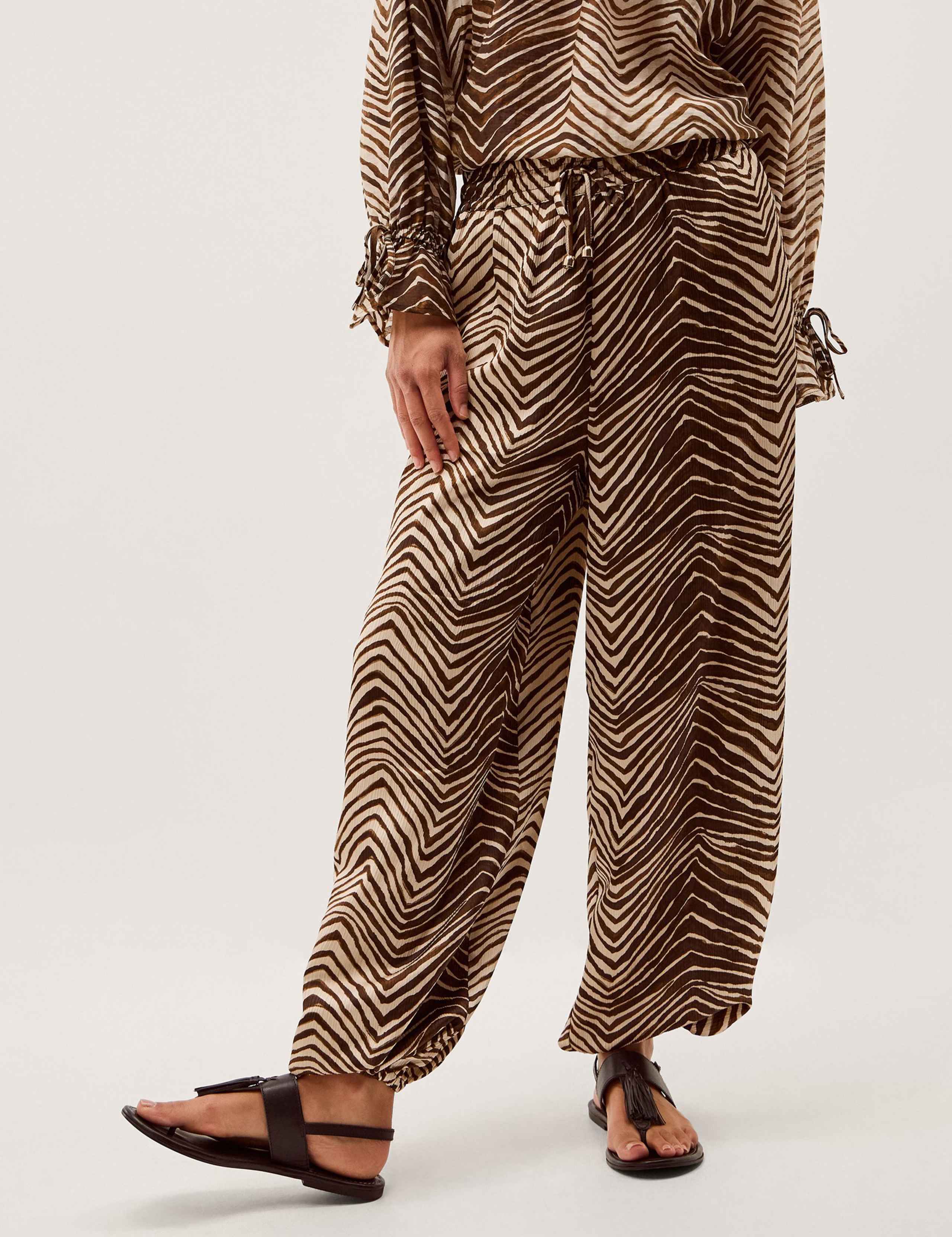 Animal Print Straight Leg Trousers