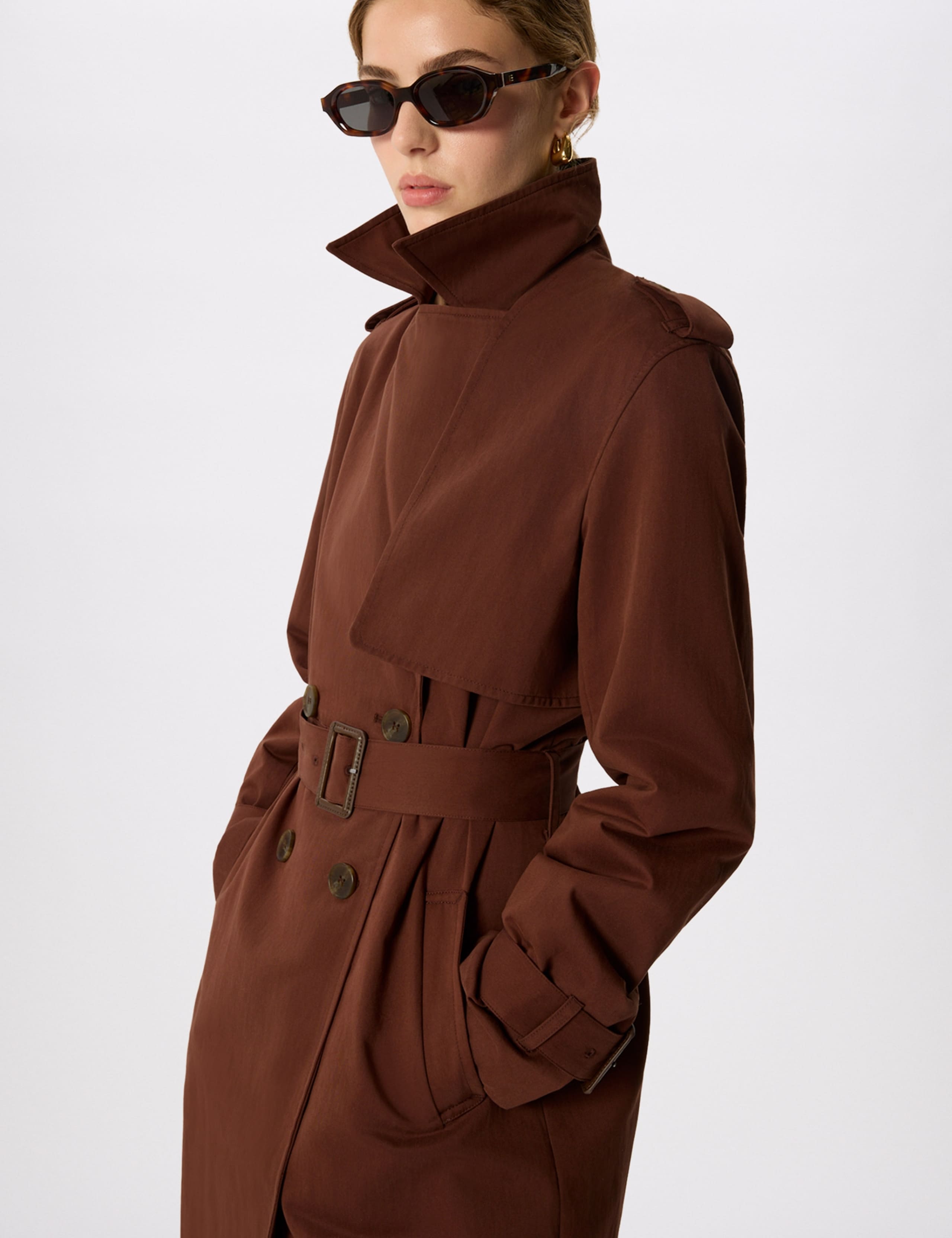 Cotton Rich Belted Collared Trench Coat