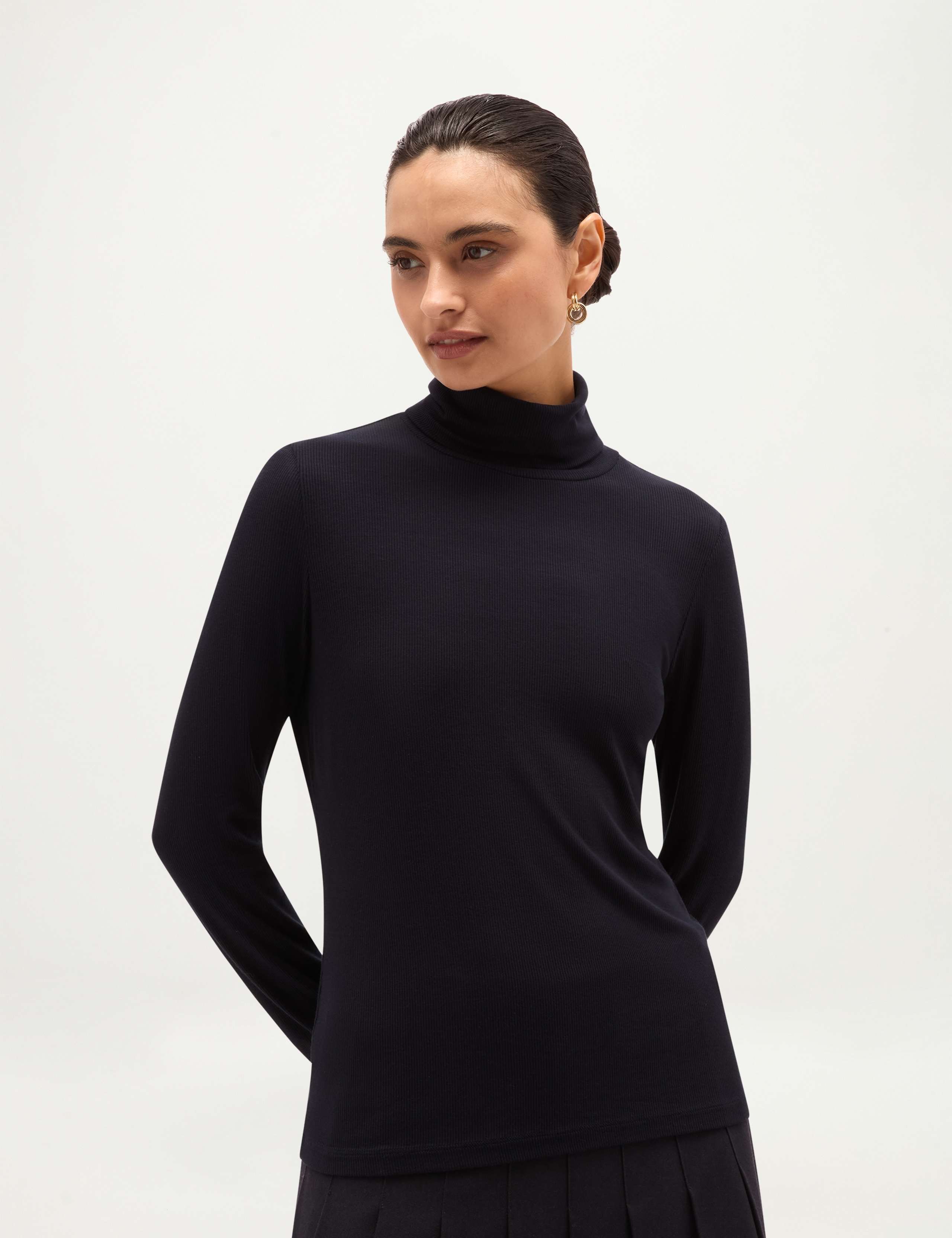 Ribbed Roll Neck Top