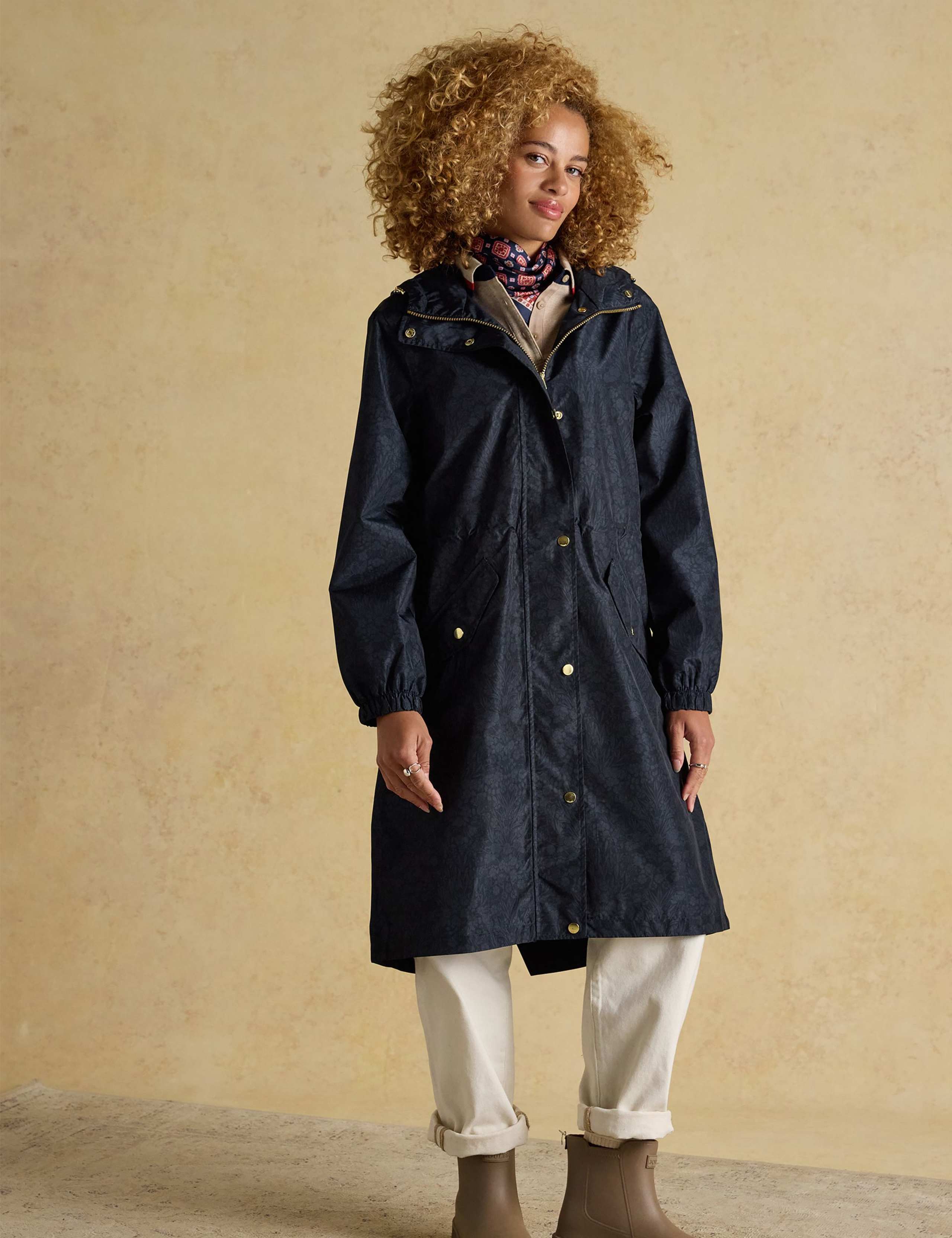 Waterproof Floral Hooded Relaxed Raincoat