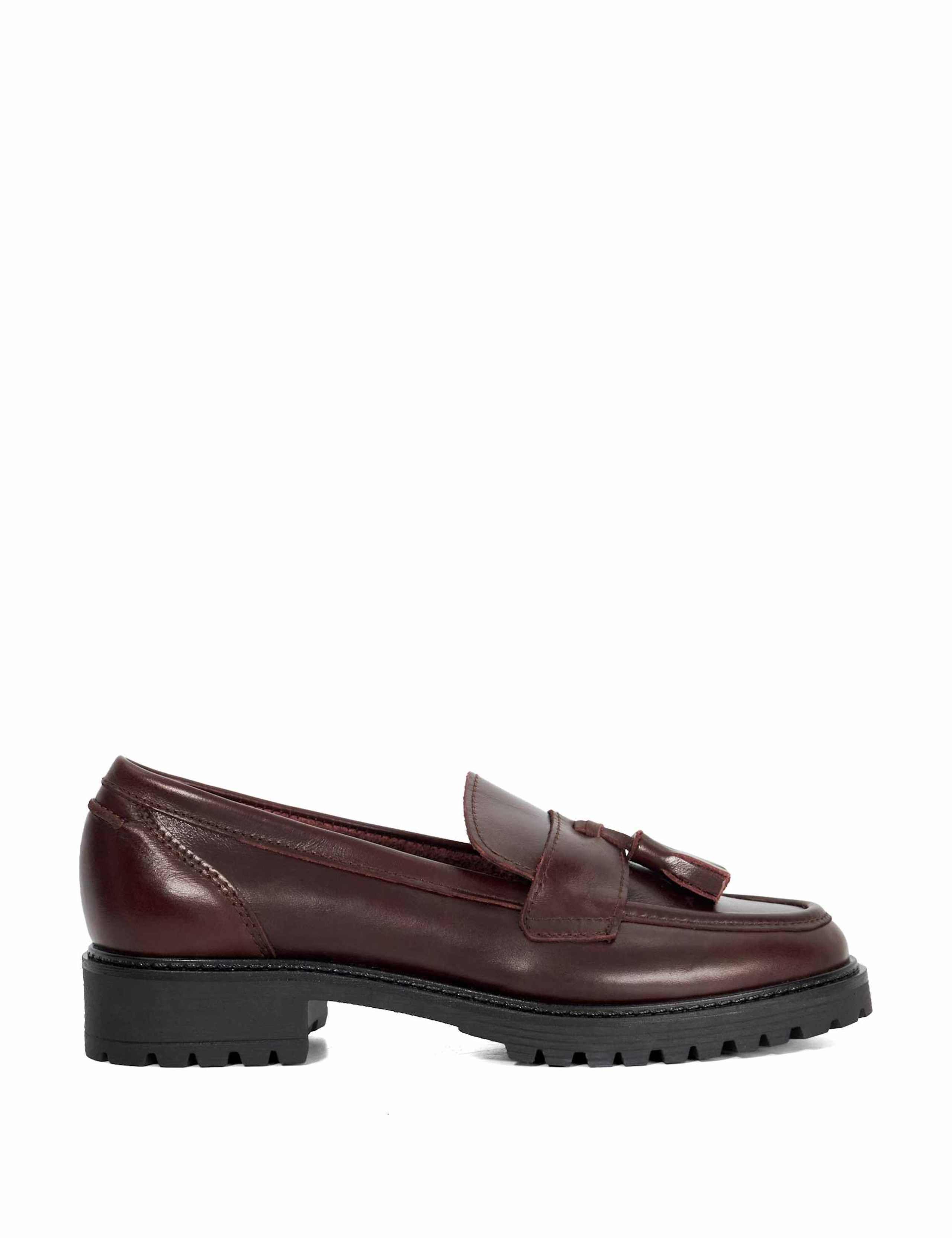 Leather Tassel Flatform Loafers
