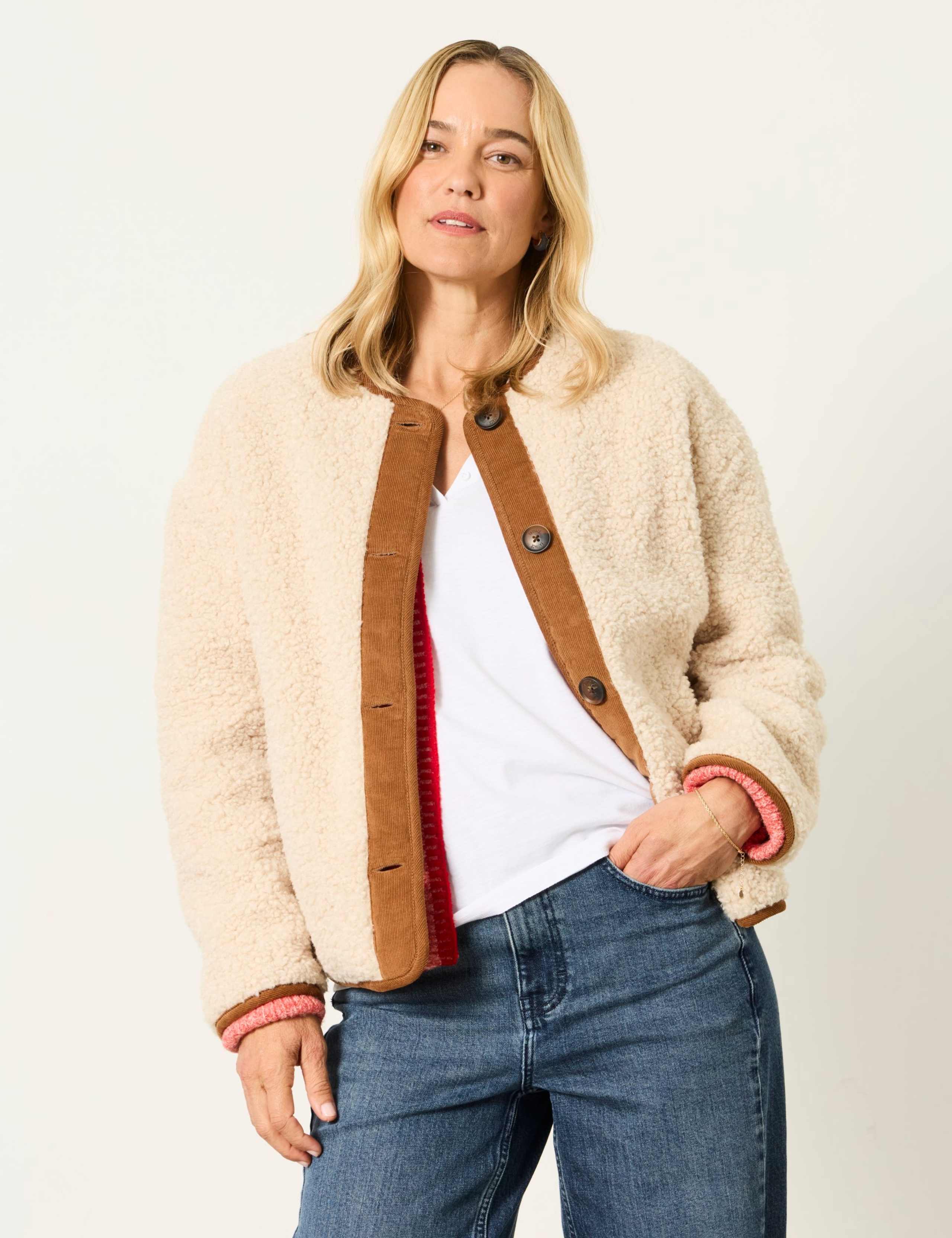 Borg Collarless Jacket