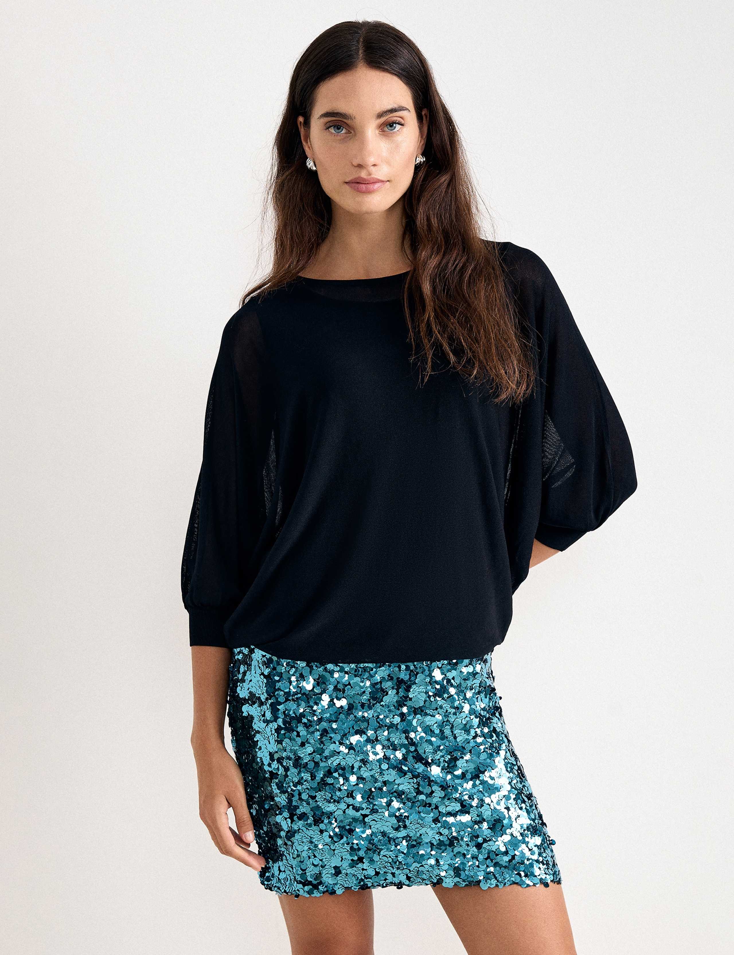 Sequin Batwing Mini Bodycon Dress