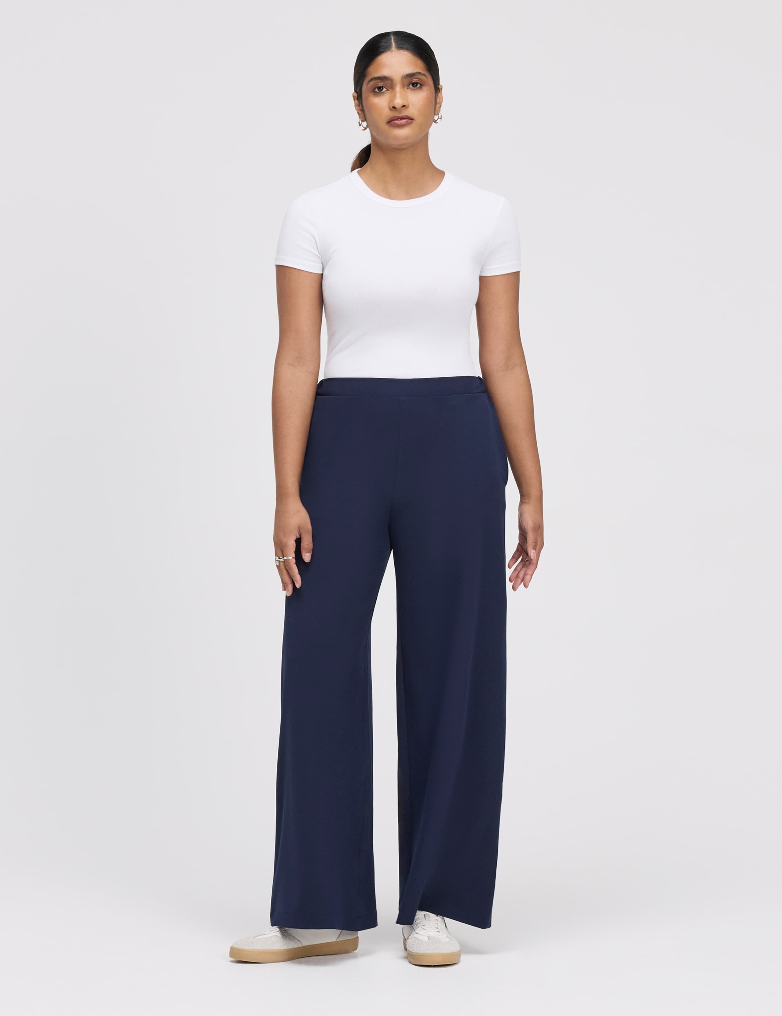 Elasticated Waist Wide Leg Trousers