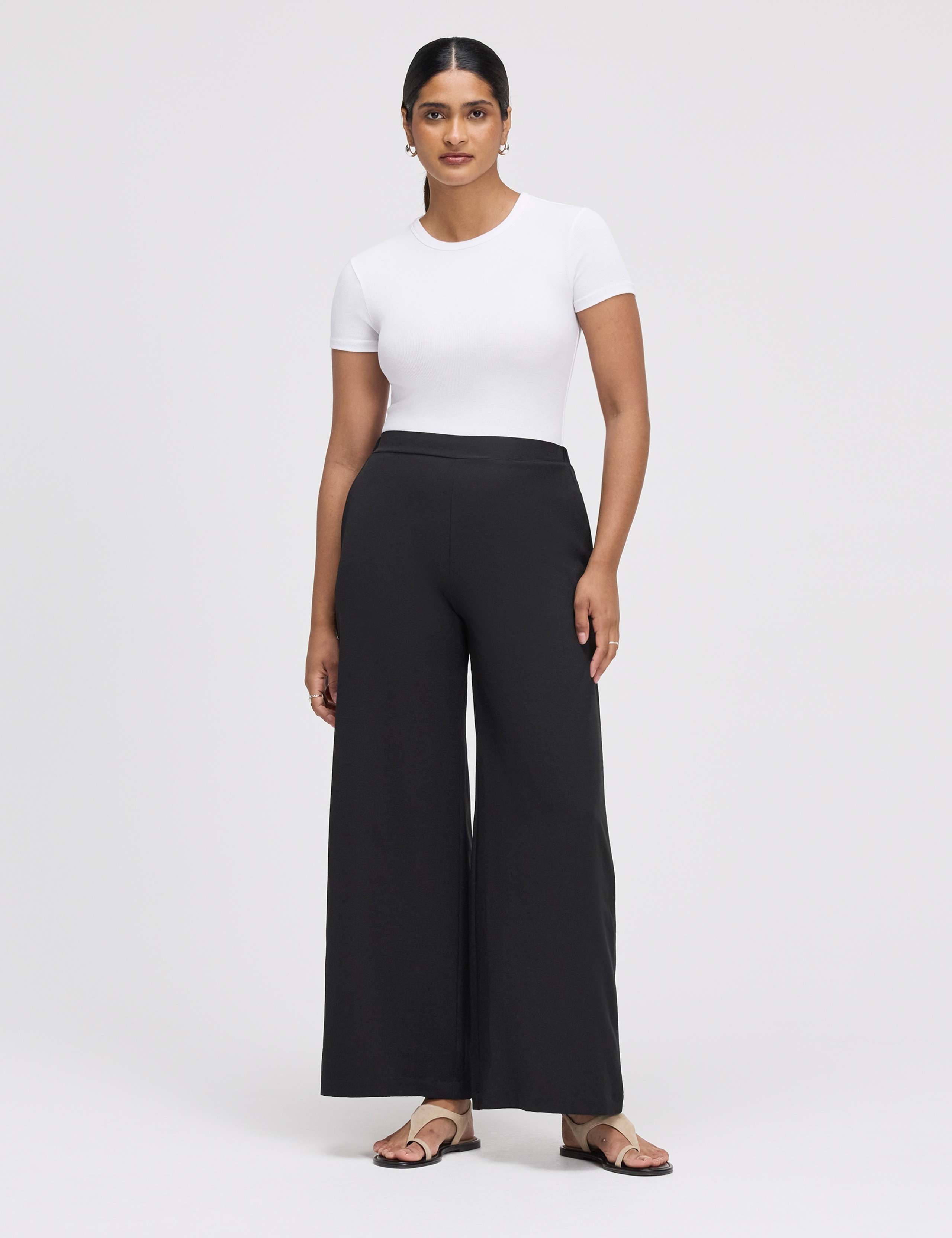 Elasticated Waist Wide Leg Trousers