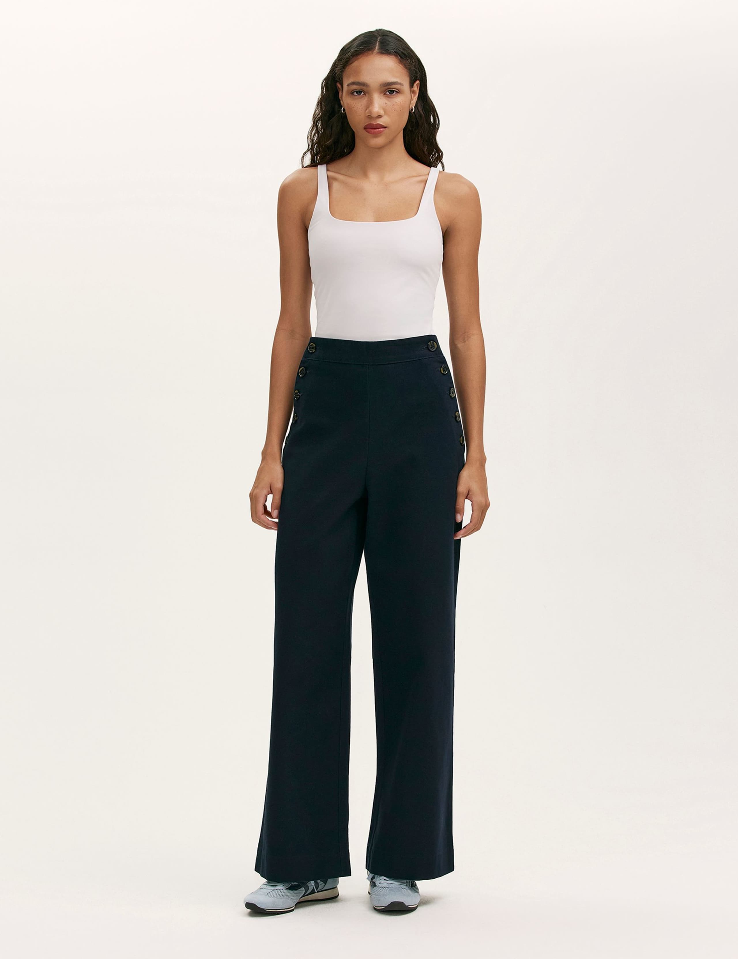 Pure Cotton Canvas Wide Leg Trousers