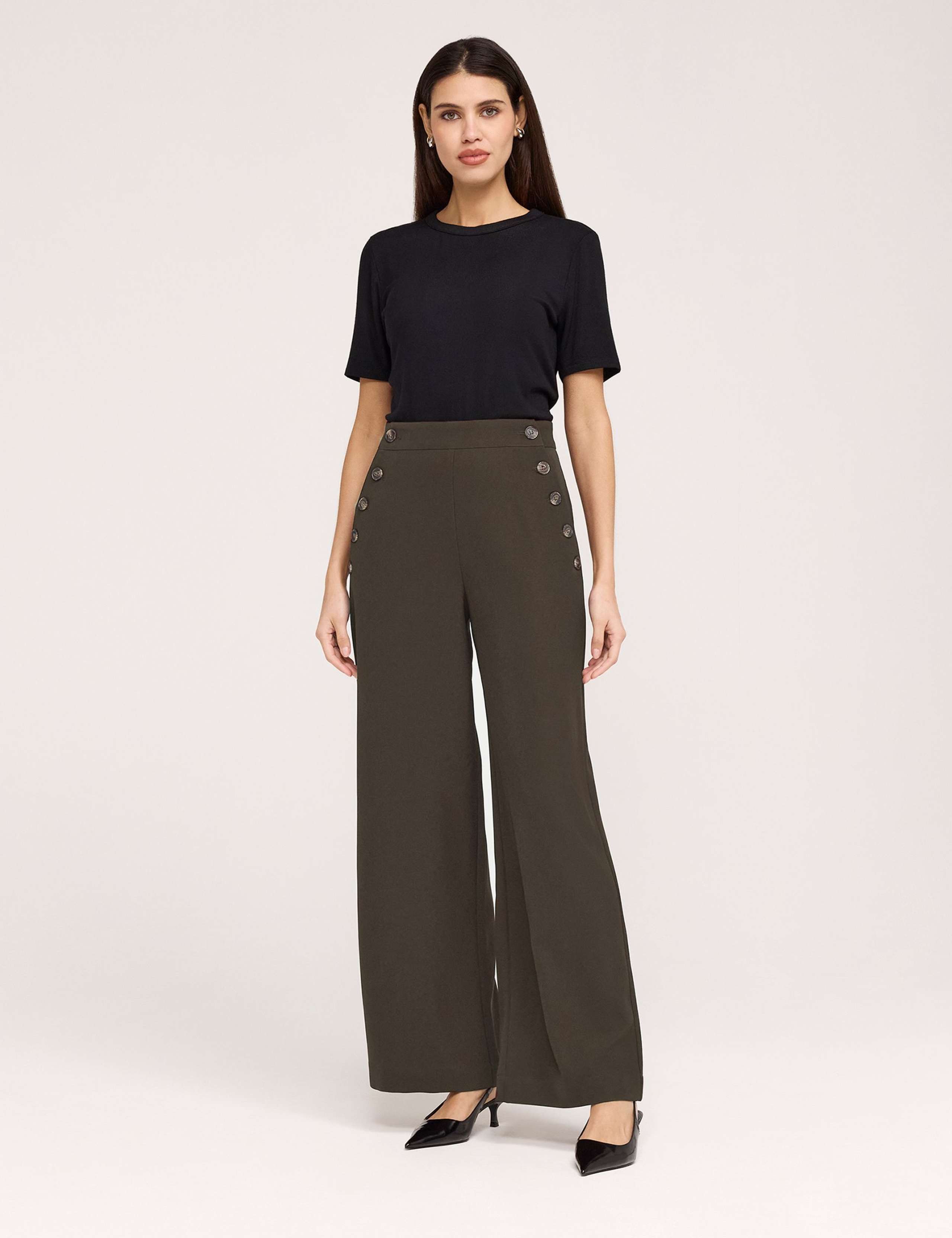 Twill Wide Leg Trousers