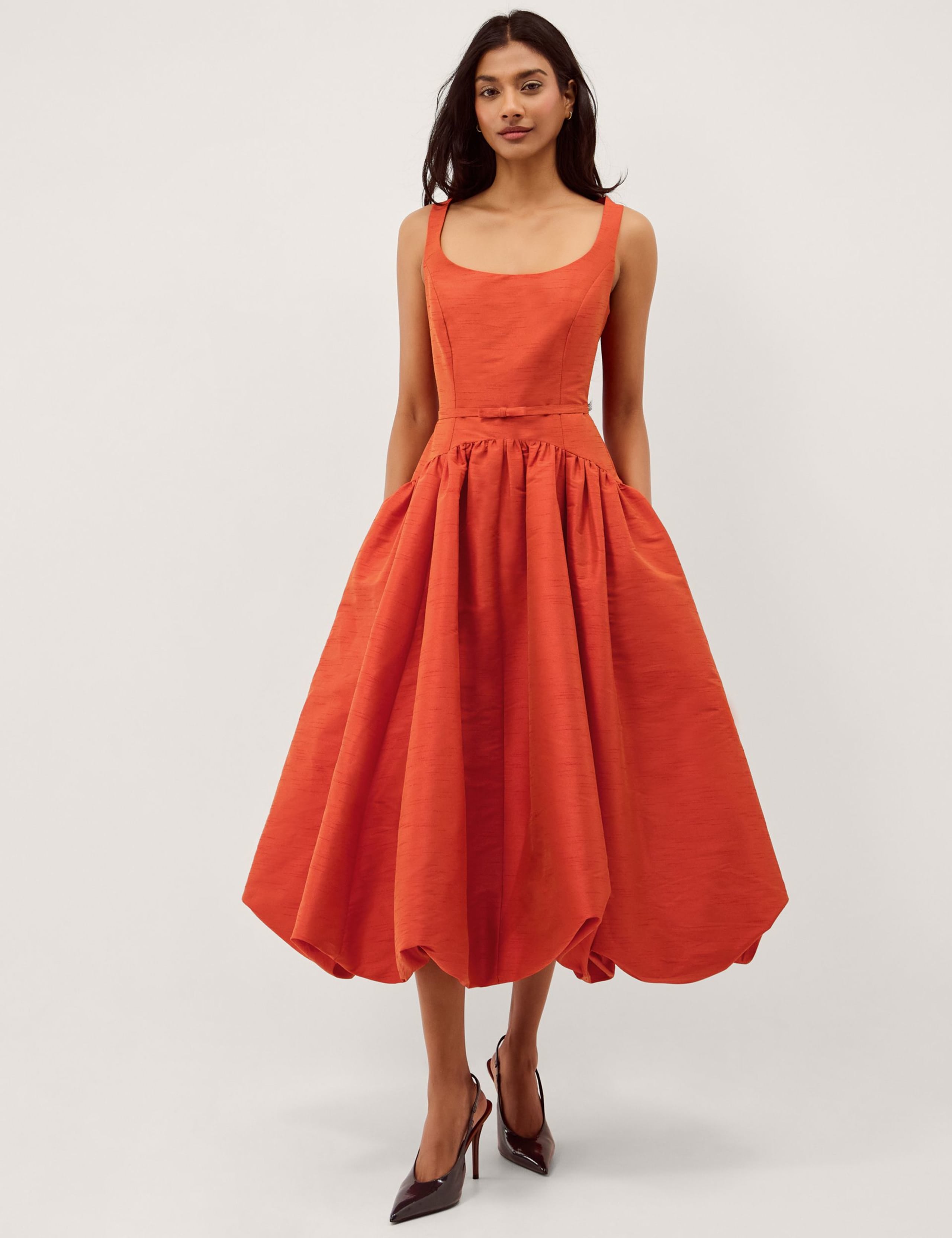 Scoop Neck Midi Skater Dress