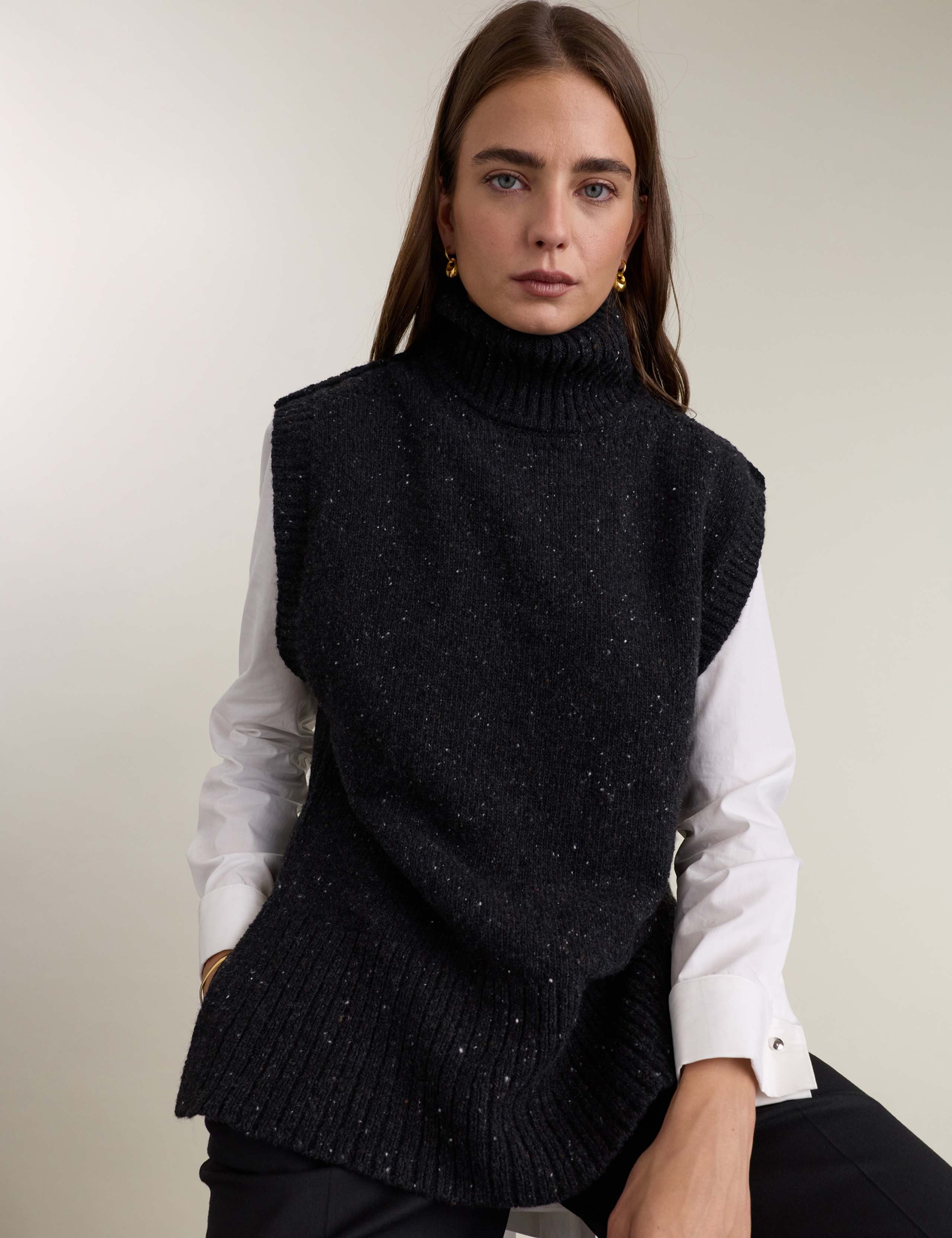 Turtleneck Knit Vest