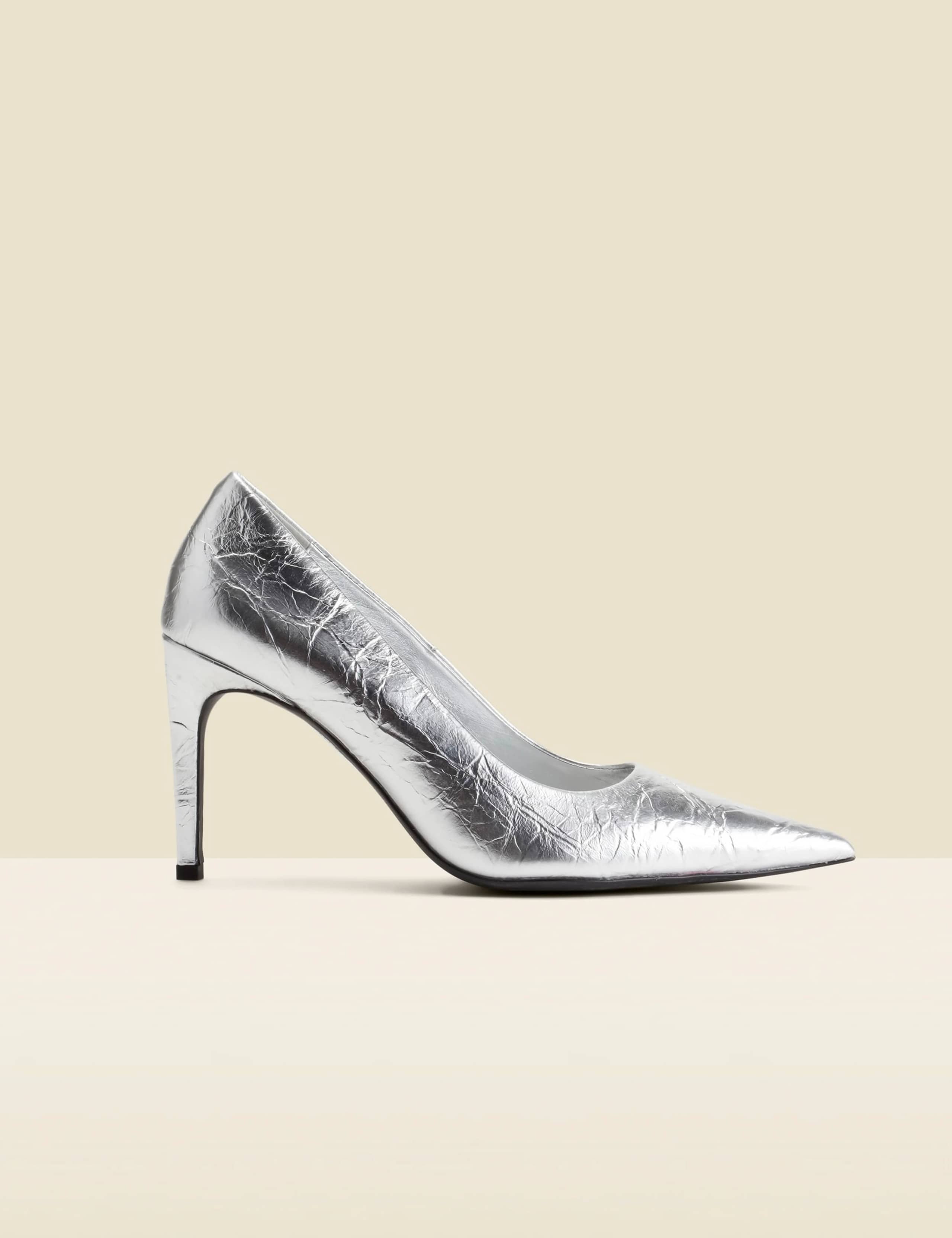 Leather Metallic Stiletto Heel Court Shoes