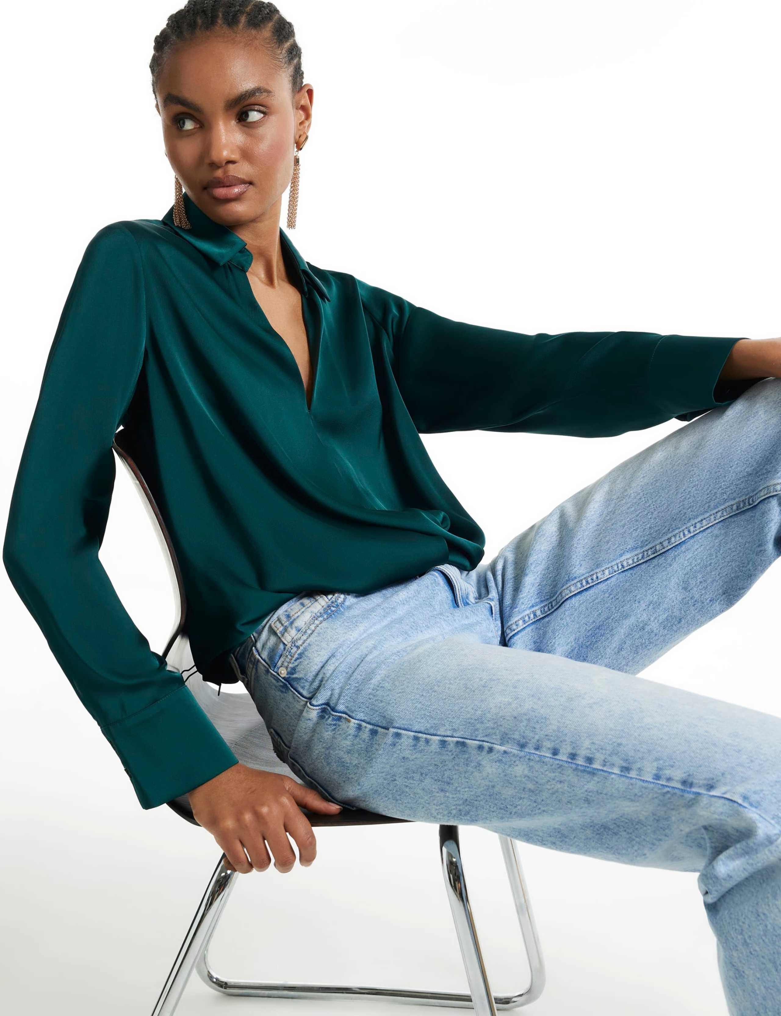 Relaxed Wrap Front Blouse