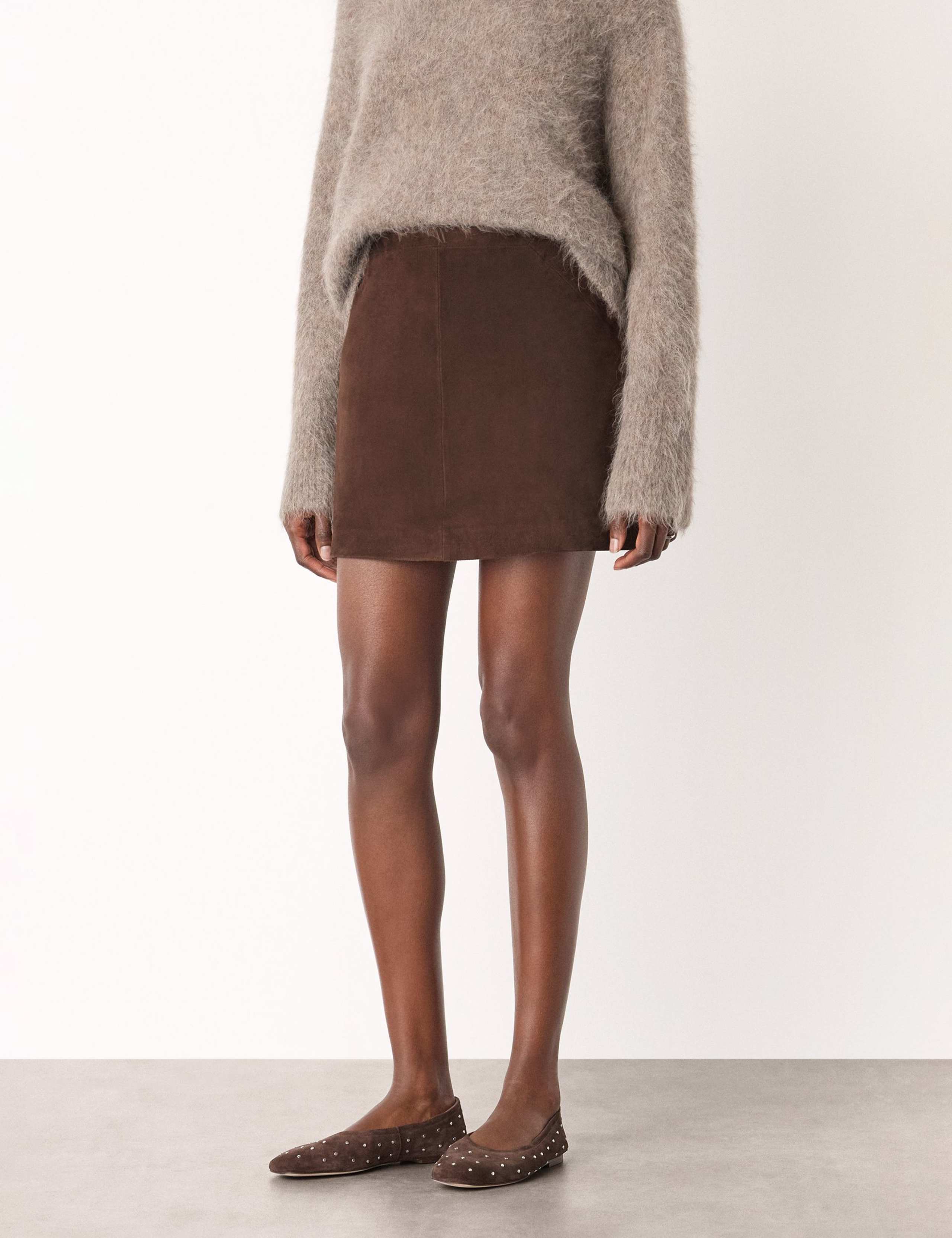Suede Mini A-Line Skirt