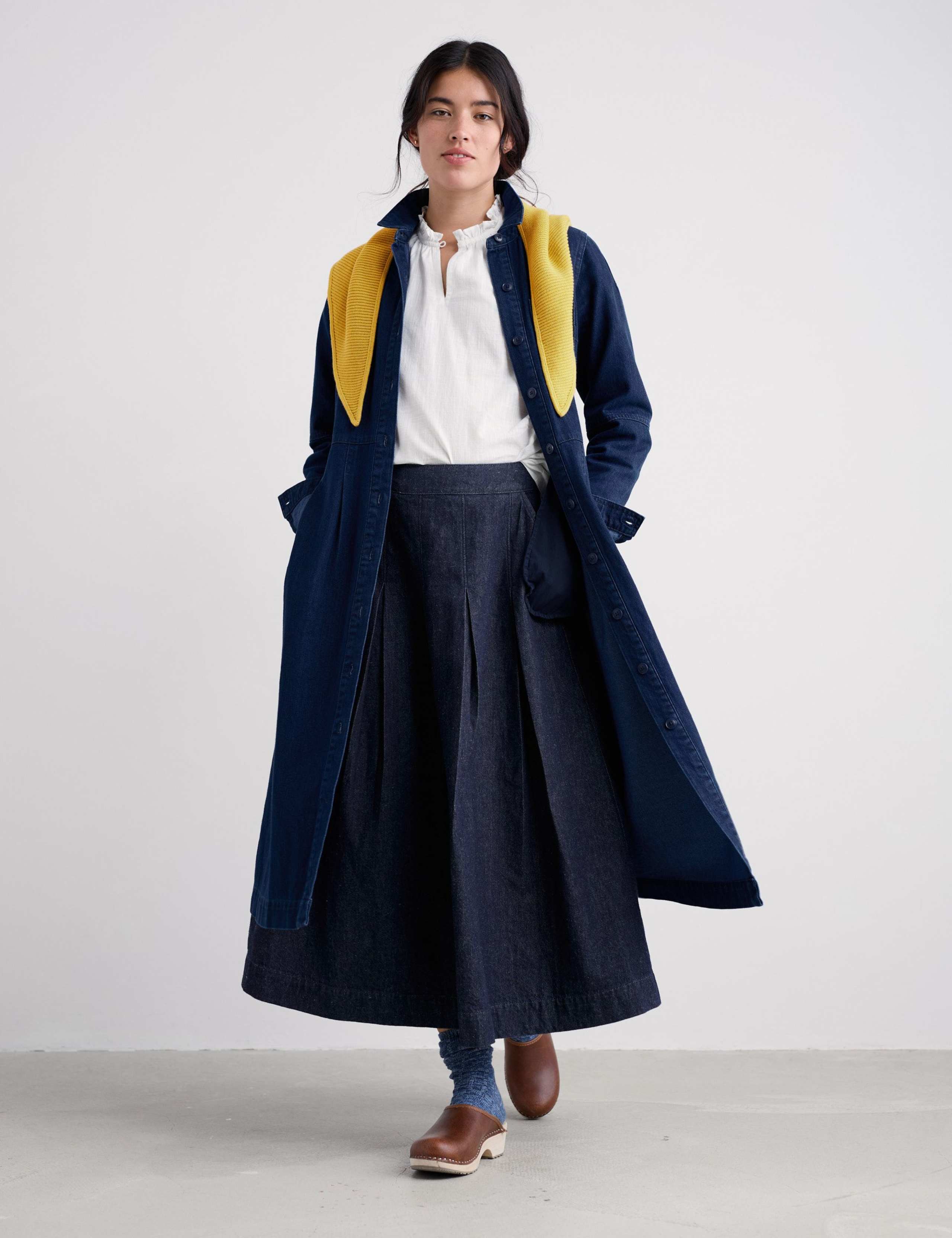 Pure Cotton Collared Midi Shirt Dress