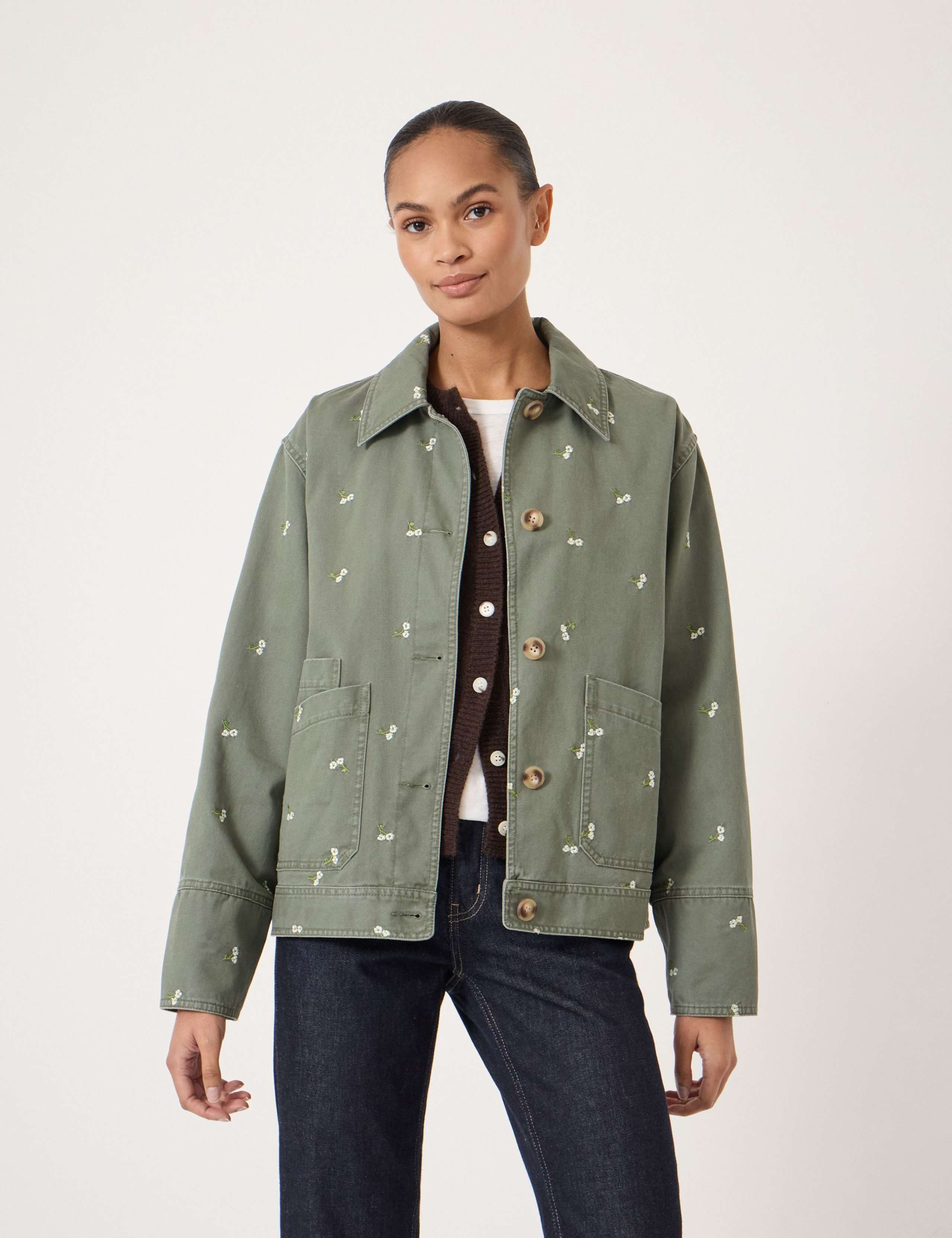 Pure Cotton Embroidered Utility Jacket
