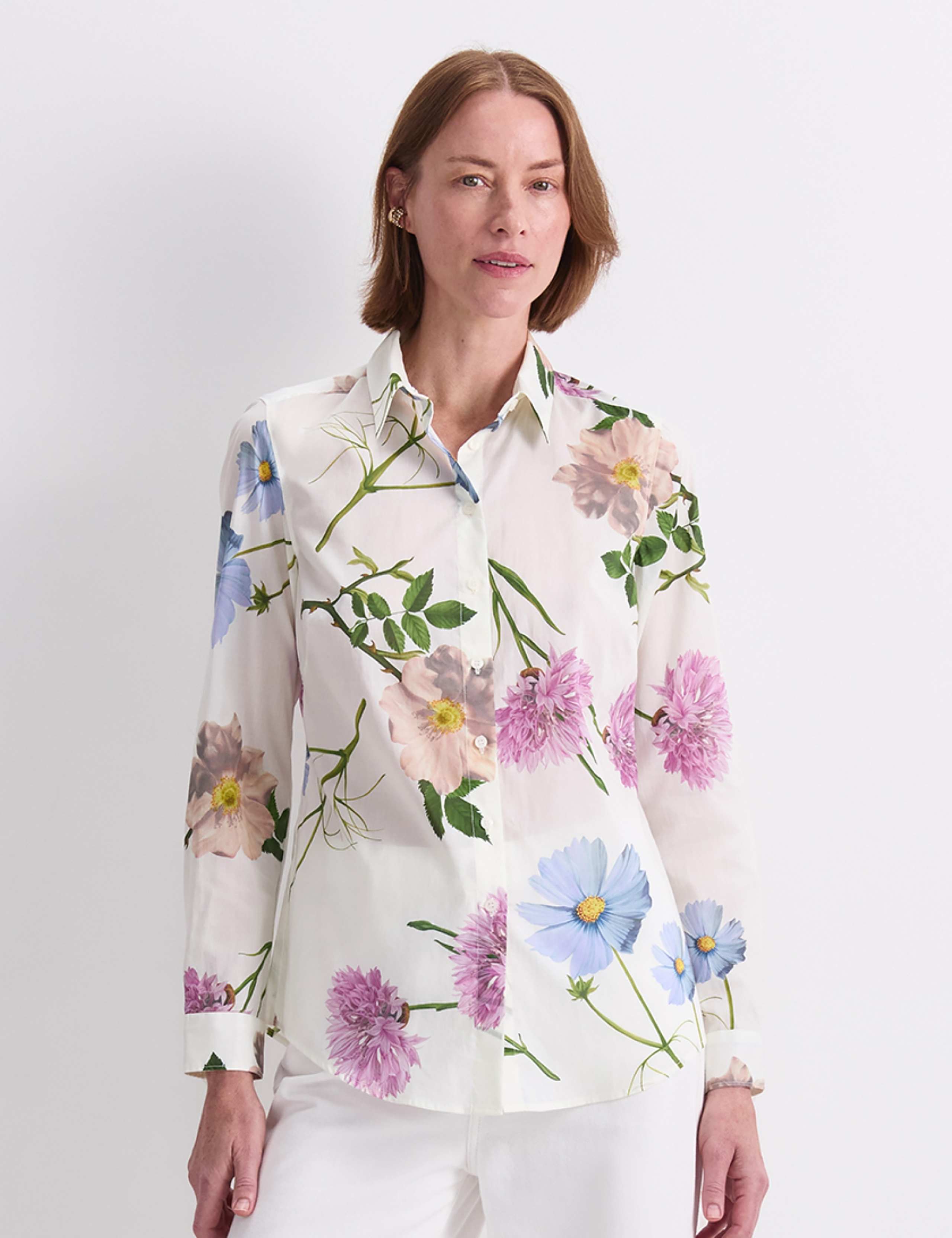 Pure Cotton Floral Collared Shirt