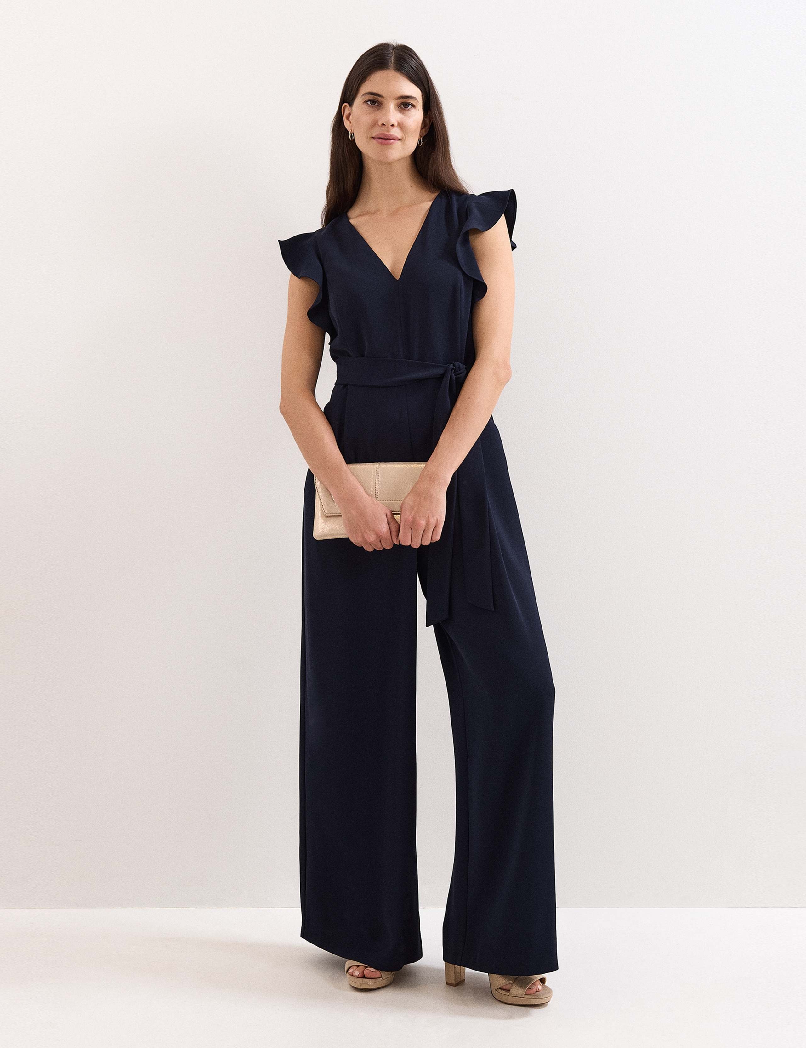 Belted Sleeveless Wide Leg Jumpsuit
