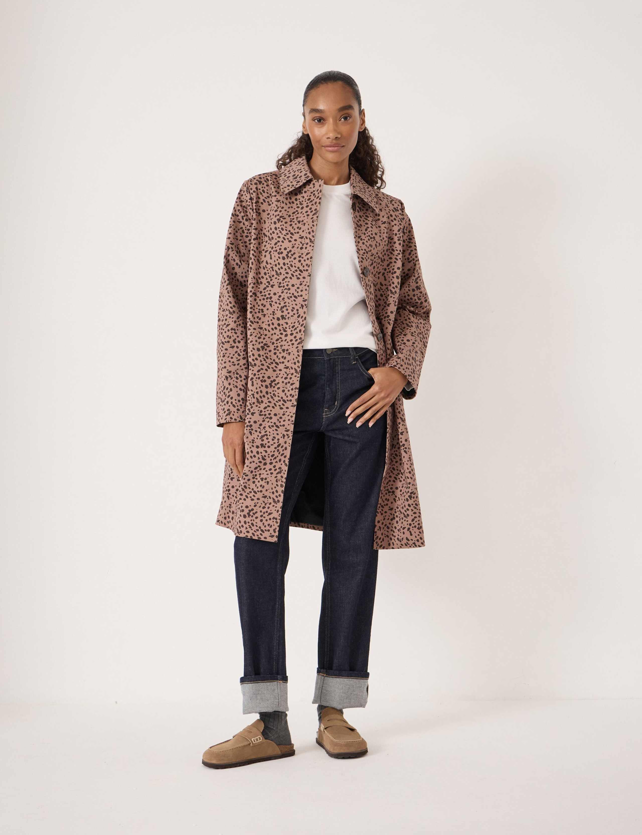 Cotton Rich Animal Print Car Coat