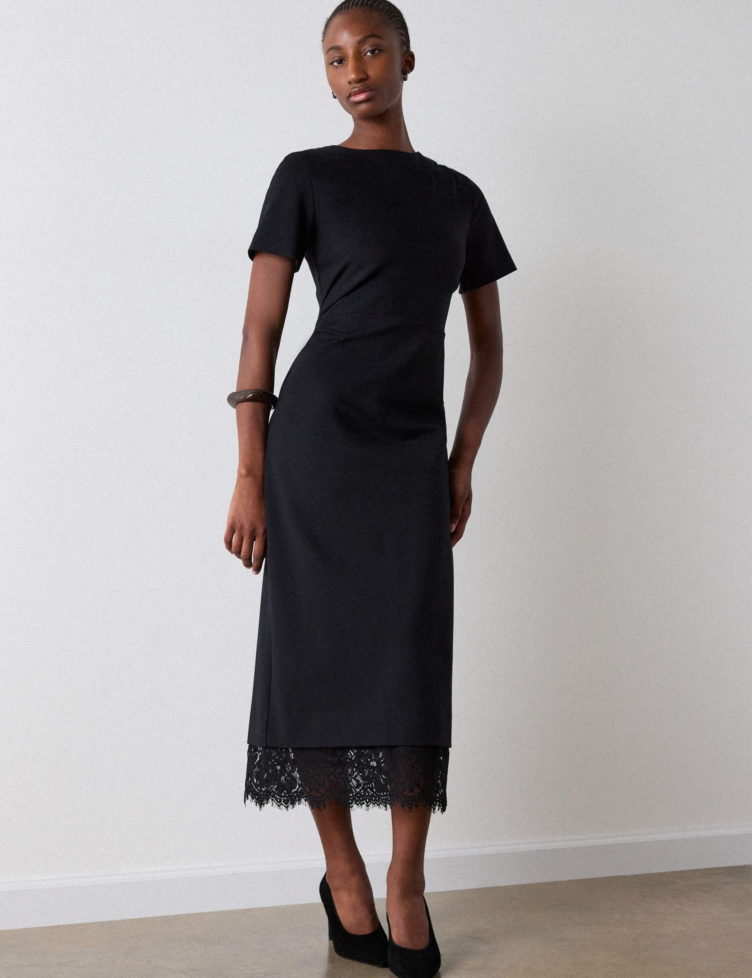 Detachable Lace Trim Midi T-Shirt Dress