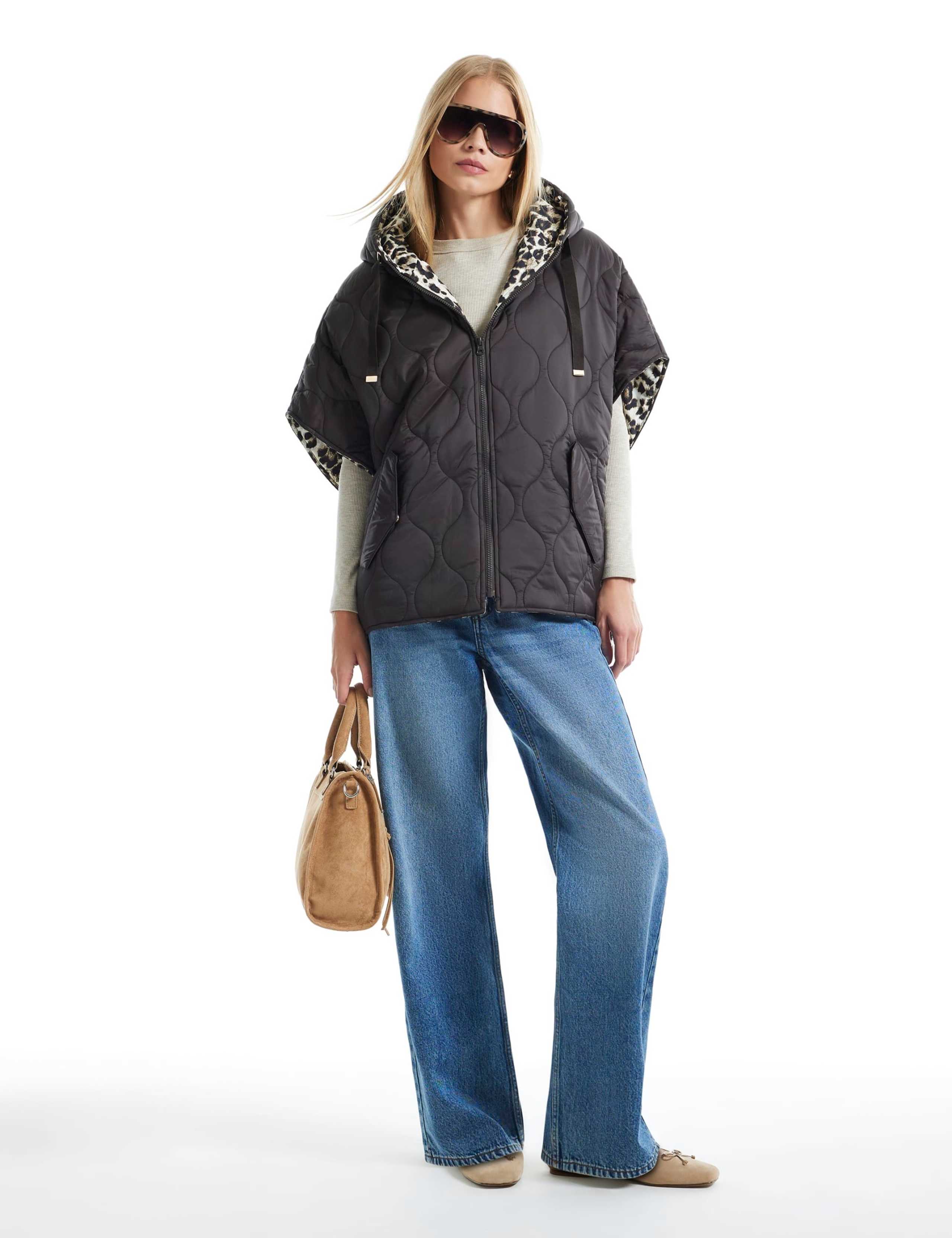 Animal Print Padded Puffer Gilet