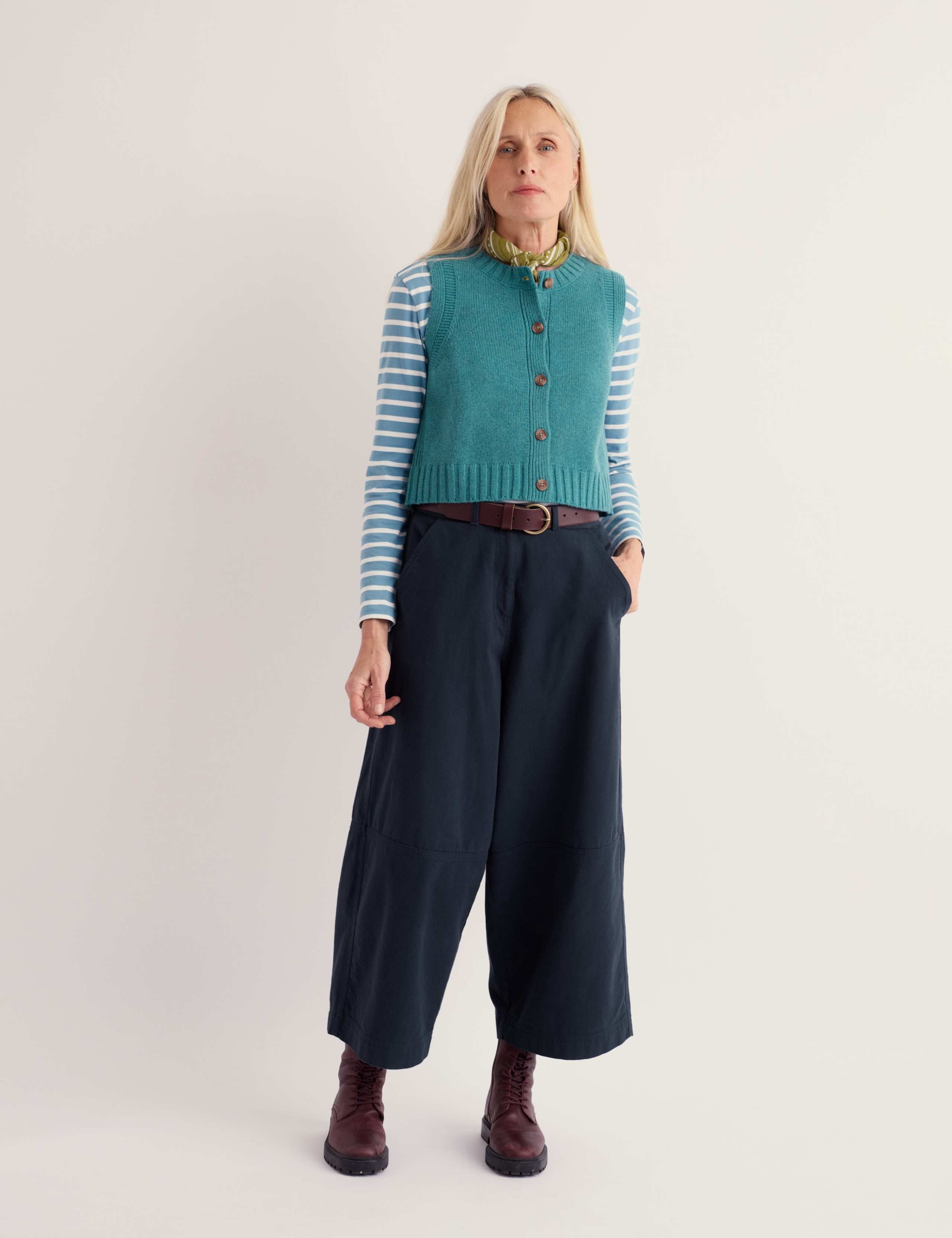 Merino Wool Rich Button Through Knitted Vest