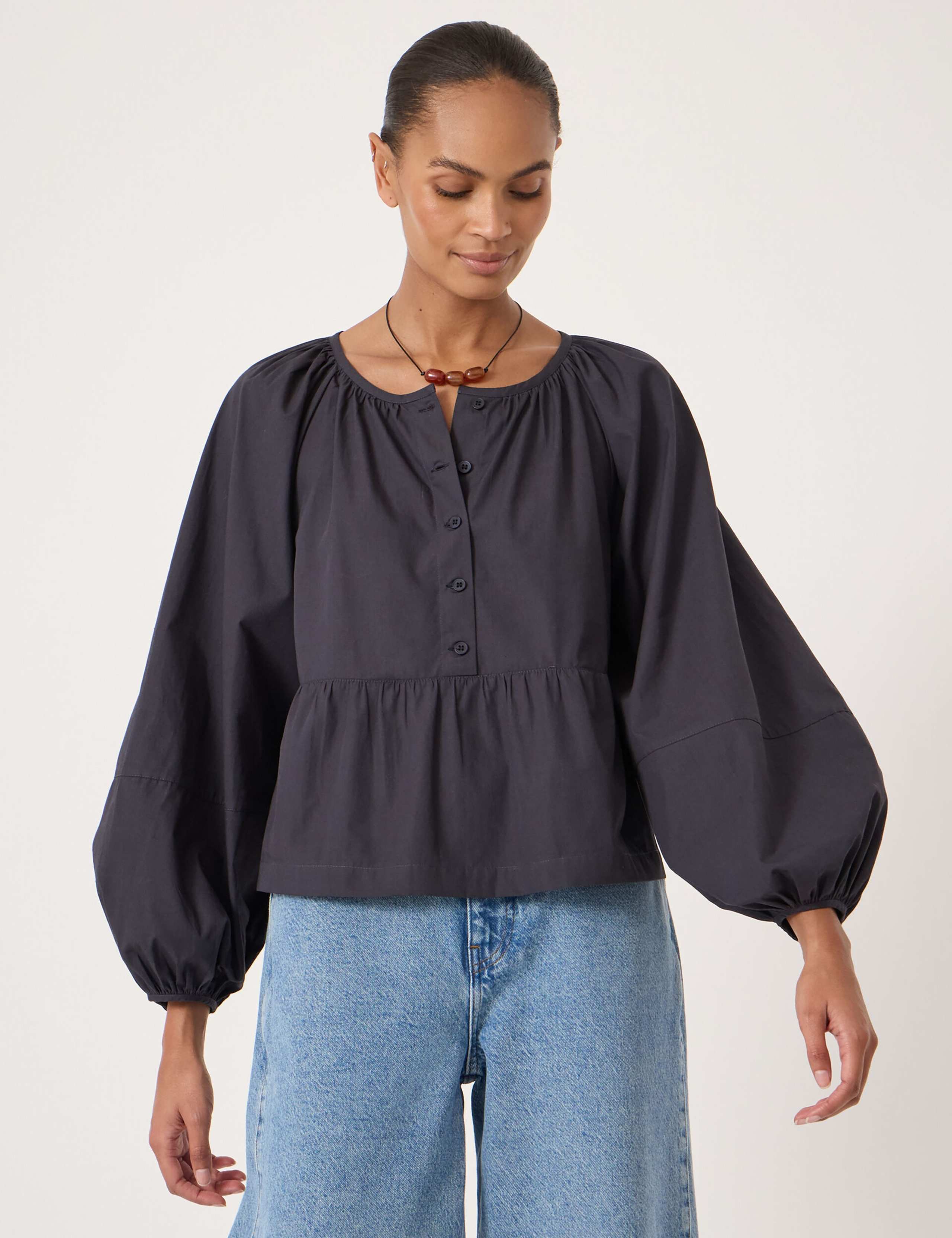 Pure Cotton Peplum Blouse