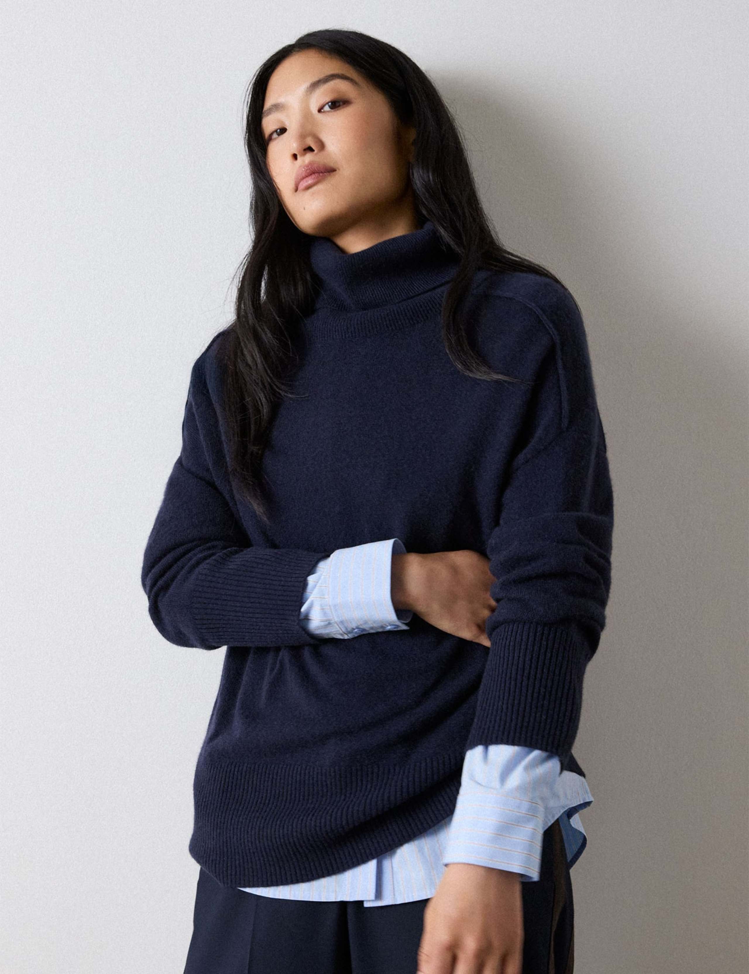 Pure Cashmere Roll Neck Jumper